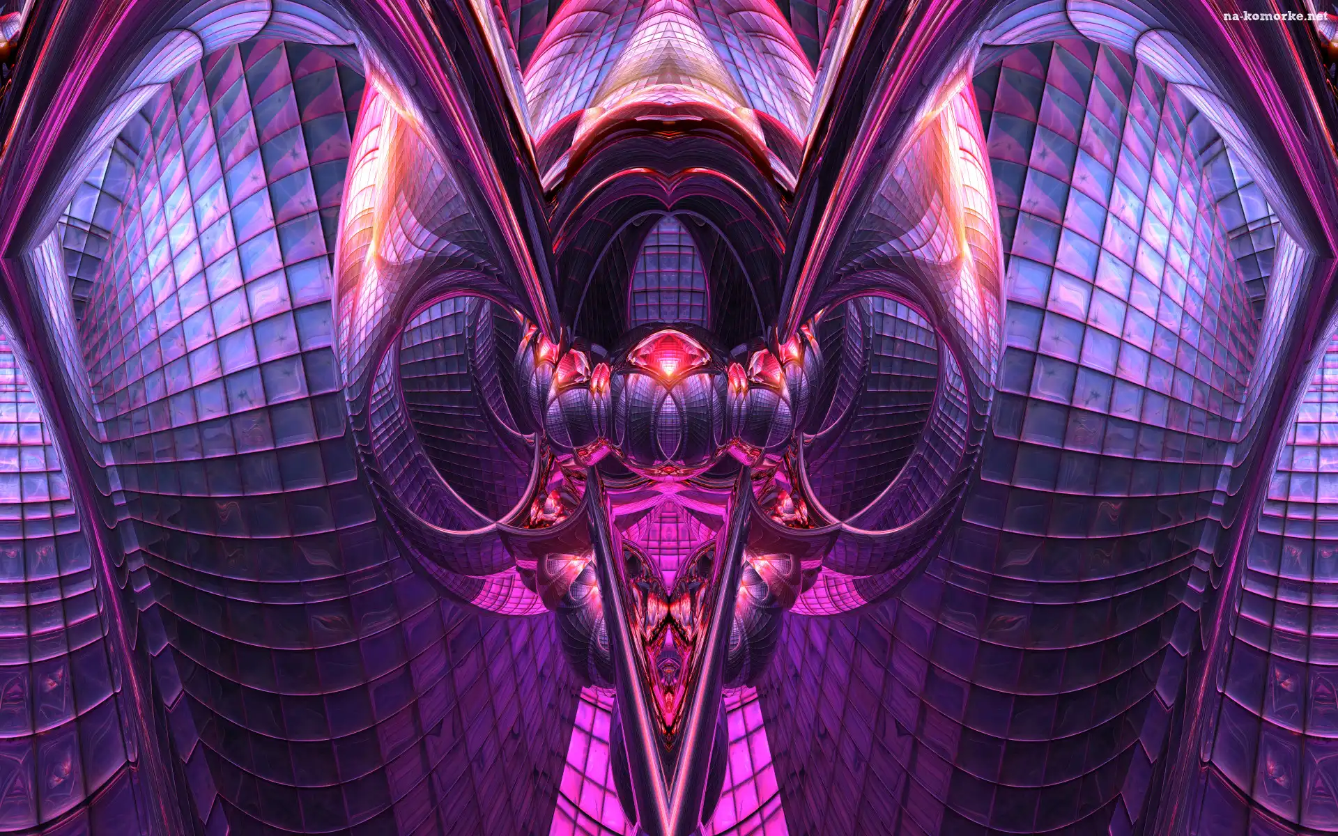Grafika 3D, Fioletowo-różowa, Abstrakcja