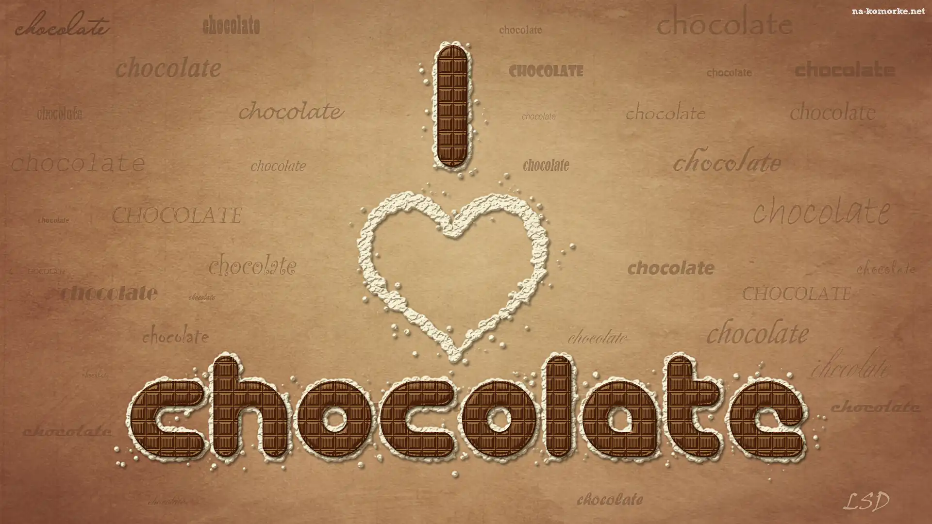 Grafika, I Love Chocolate, Serce, Napis