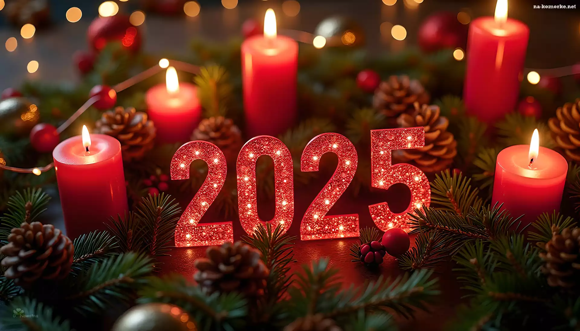 Gałązki, 2025, Świerkowe, Grafika, Świece, Nowy Rok