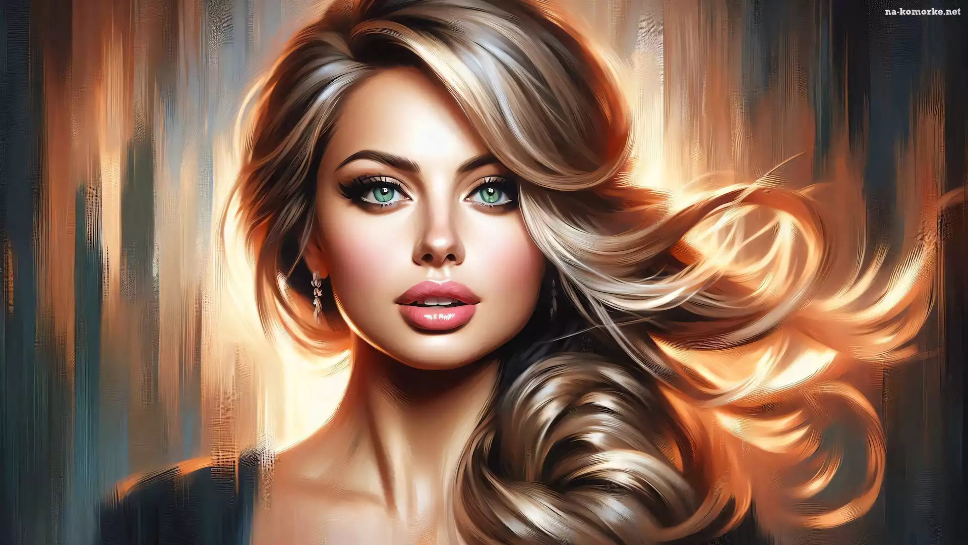 Włosy, Portret, Kobieta, Grafika