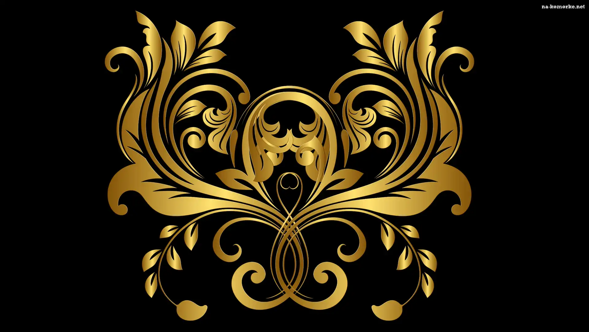 Grafika 2D, Czarne tło, Złoty, Ornament