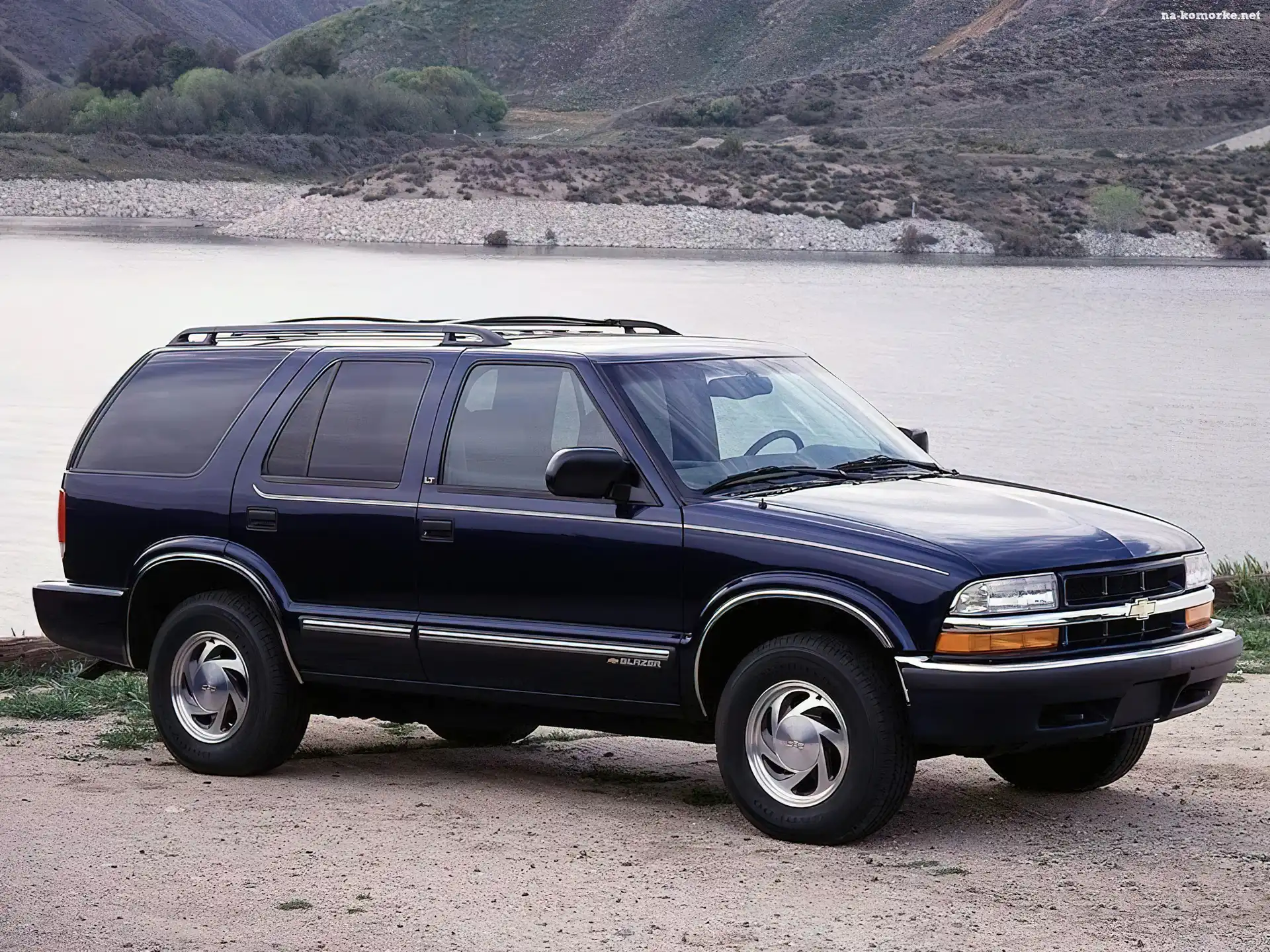 Granatowy, Szyby, Chevrolet Blazer, Ciemne