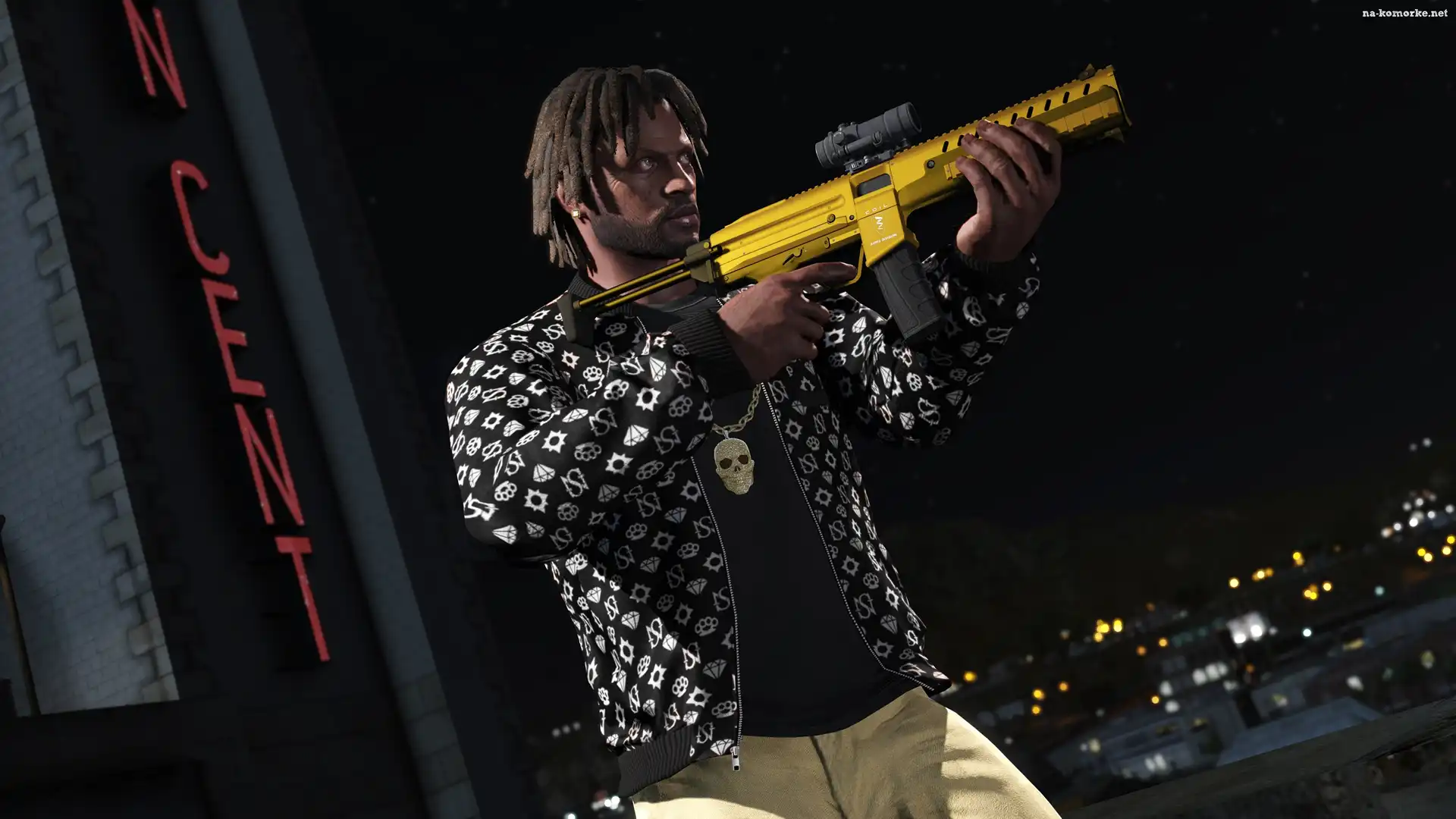 Pistolet maszynowy Combat PDW, Gra, Grand Theft Auto V, GTA 5, Mężczyzna