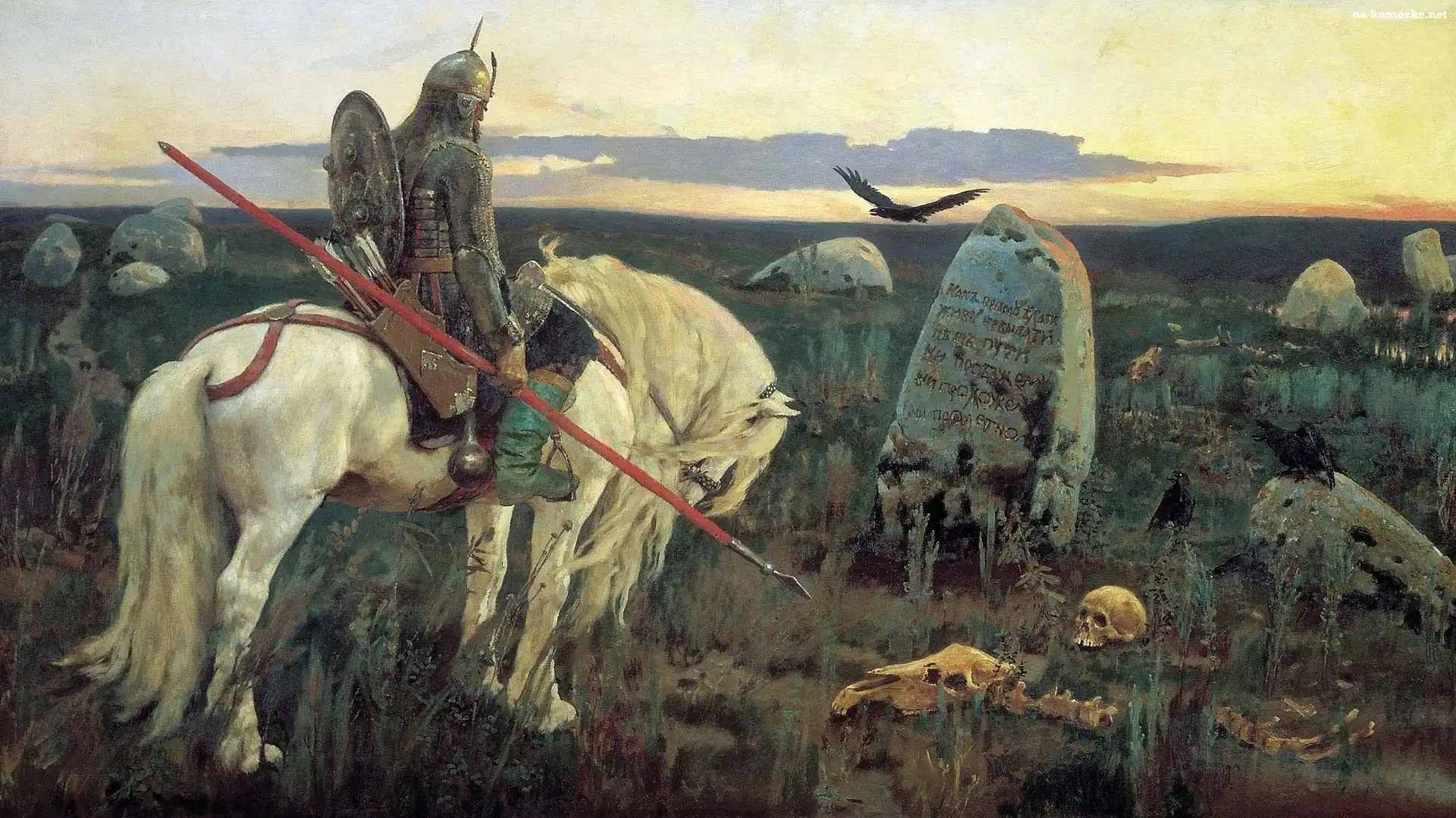 Grób, Obraz, Wiktor Wasniecow, Rycerz, Koń