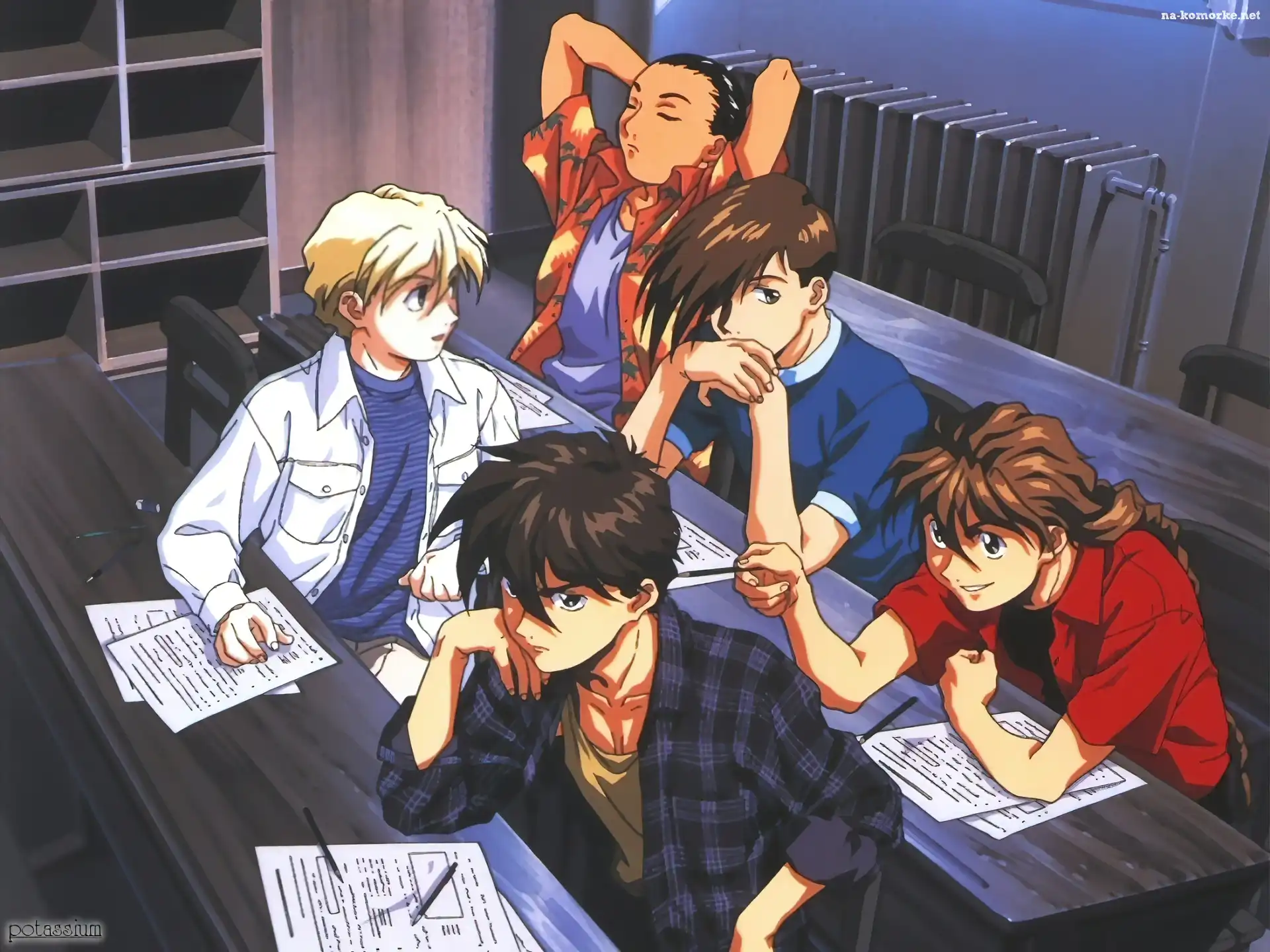 Gundam Wing, ludzie, szkoła, ławki
