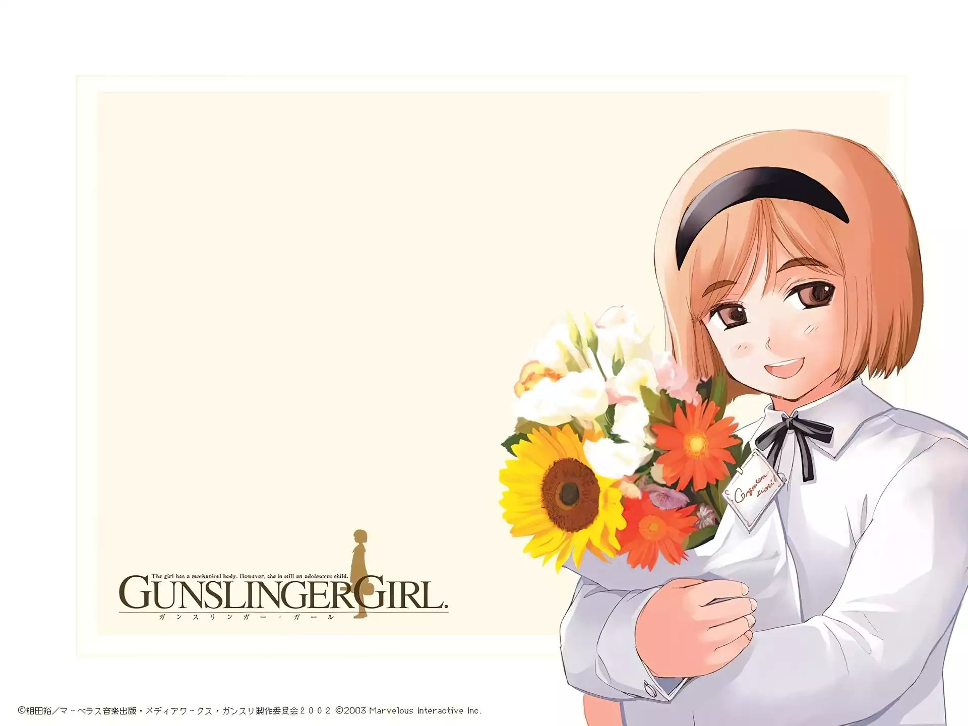 Gunslinger Girl, dziewczyna, bukiet, kwiaty