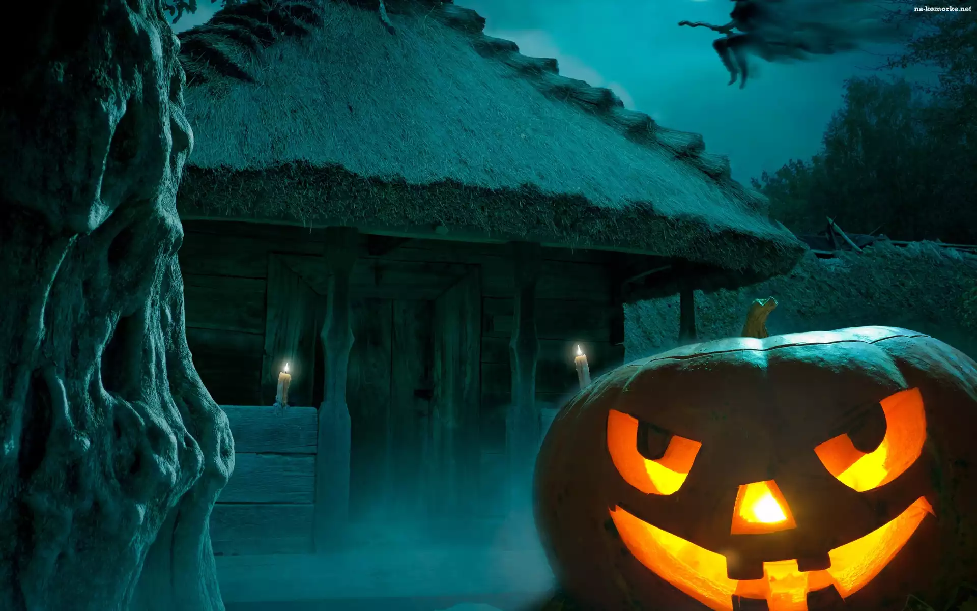 Halloween, Chata, Dynia, Noc