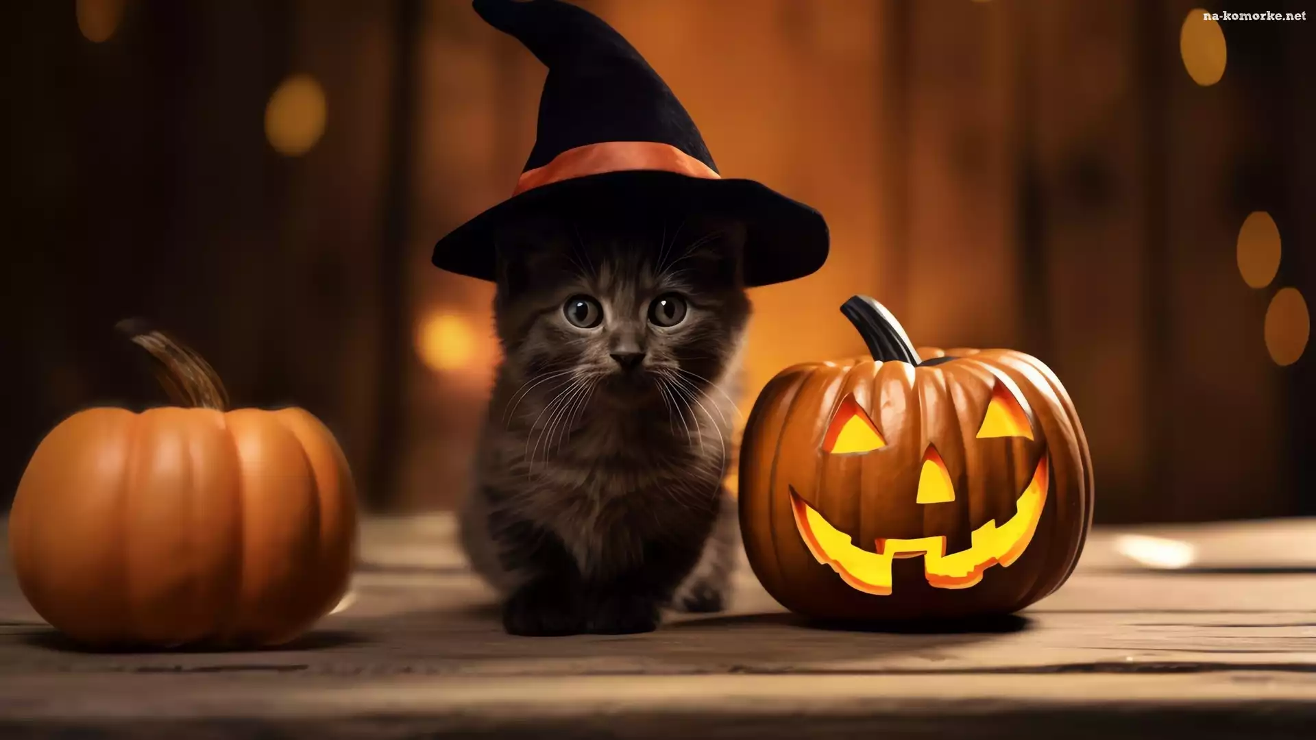 Dynie, Mały, Czarny, Halloween, Kapelusz, Kot