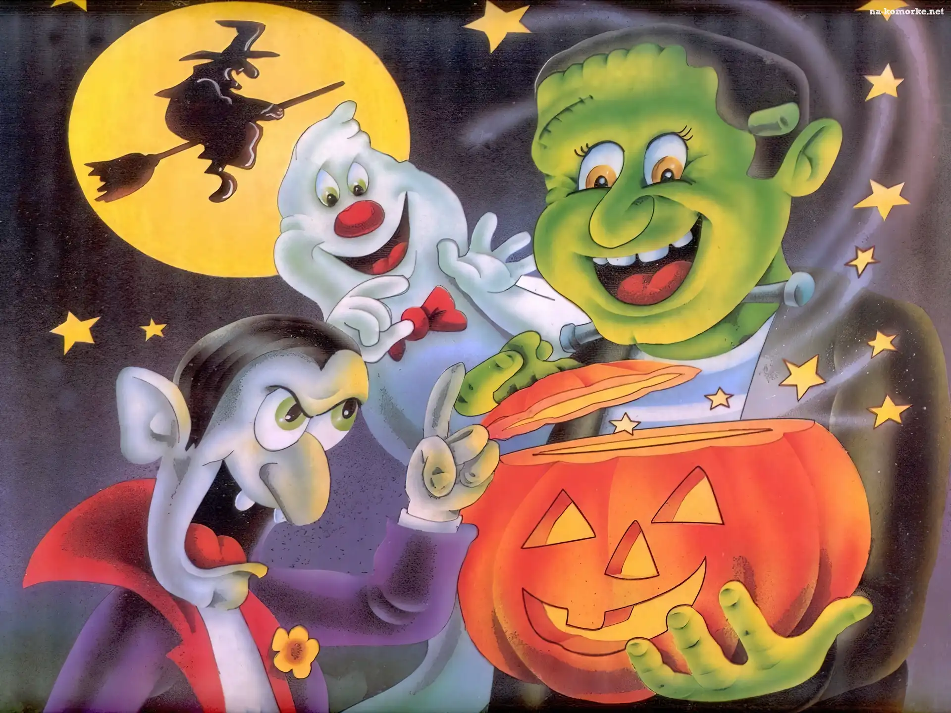 Halloween, dynia , baba jaga na miotle