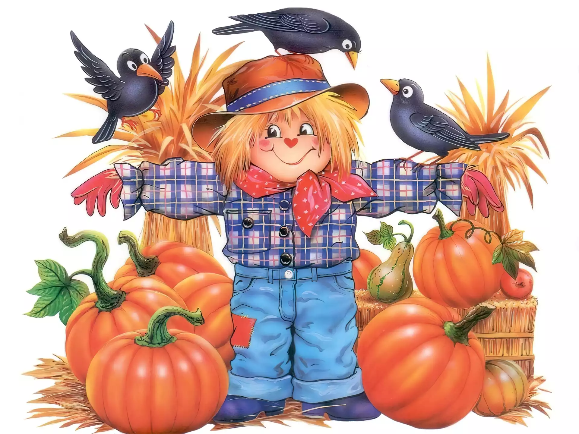 Halloween, dynie , strach na wróble