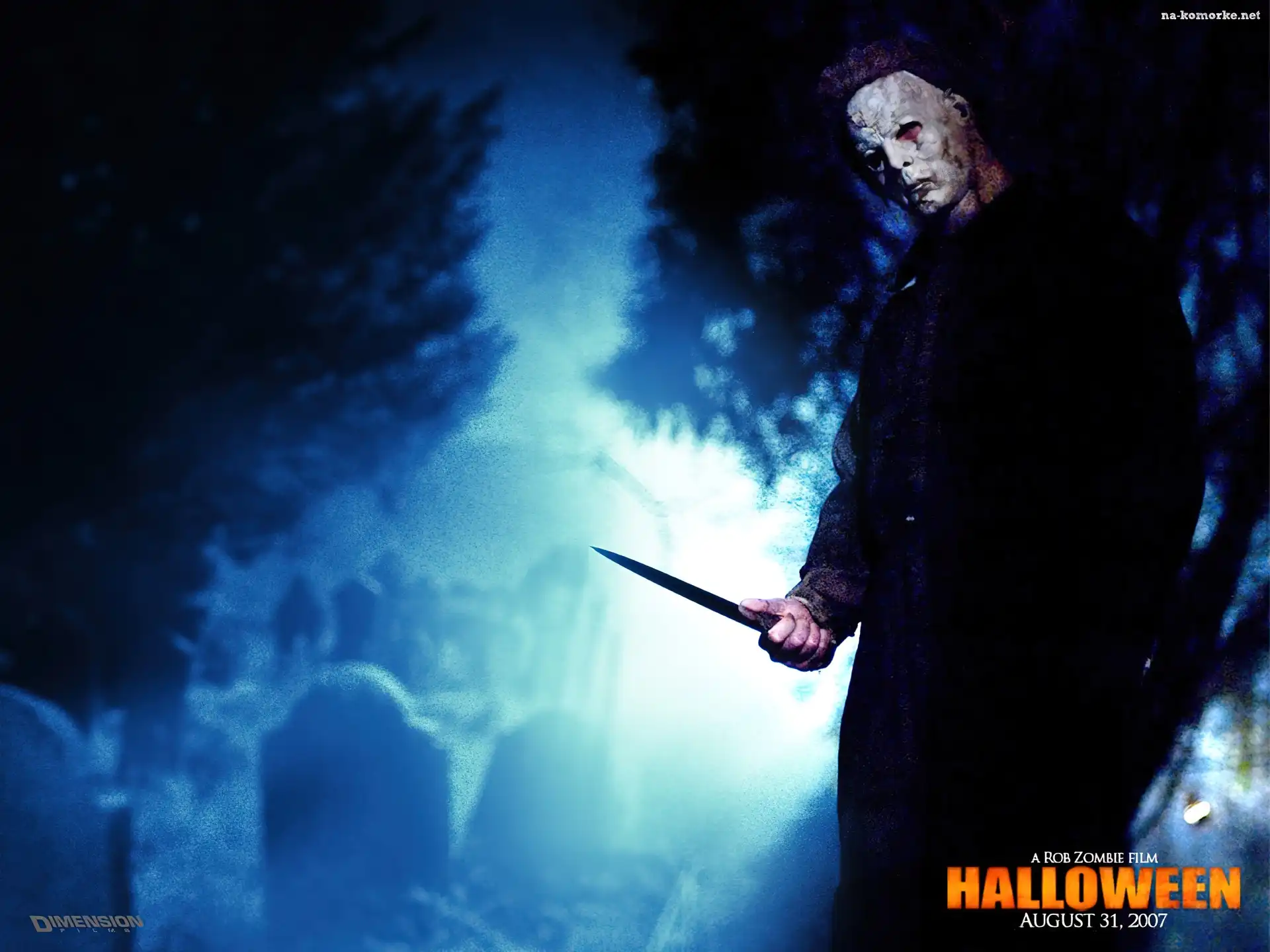 Halloween, nóż, zombie, cmentarz