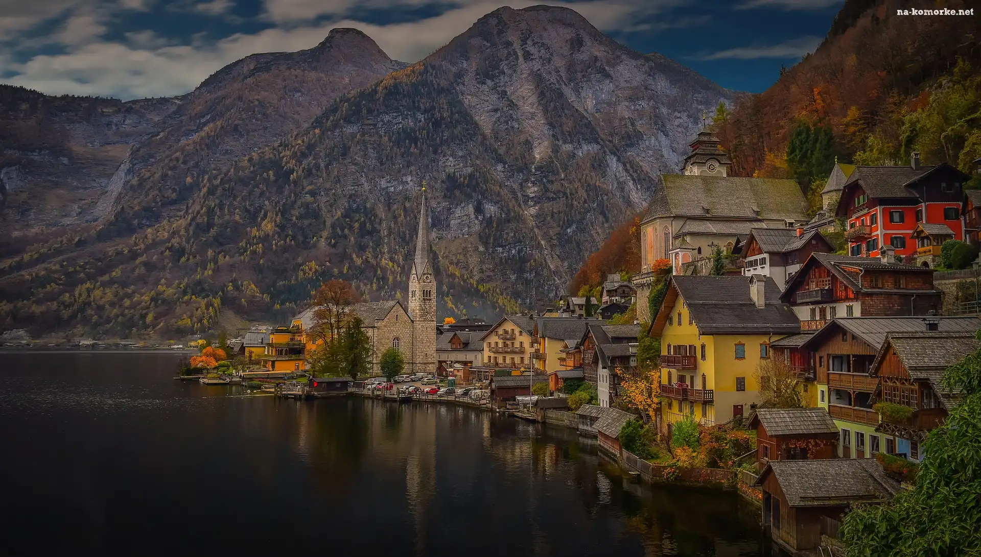 Góry, Hallstatt, Miasteczko, Austria, Jezioro Hallstattersee, Alpy Salzburskie