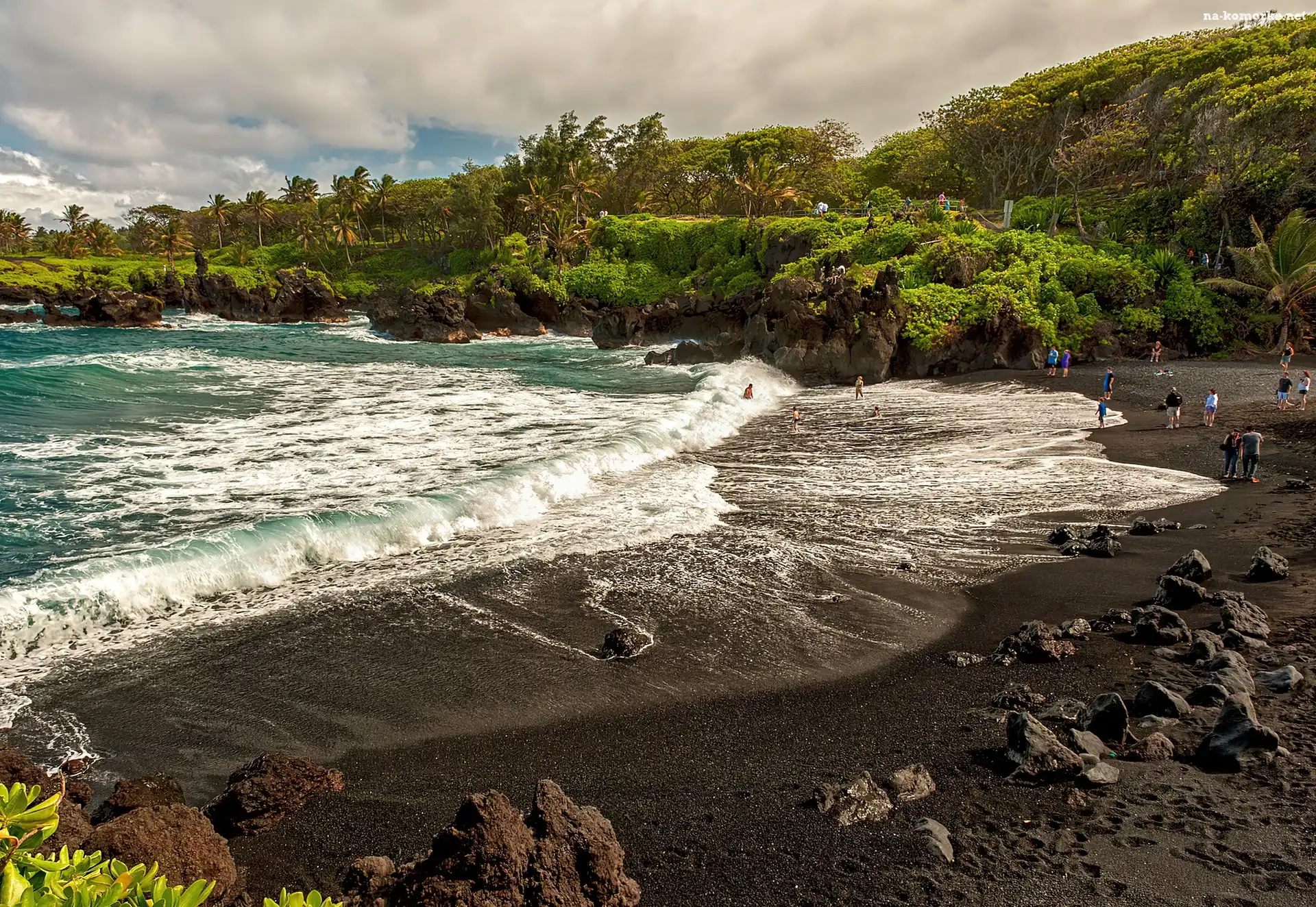 Hawaje, Ocean, Wulkaniczny, Piasek, Maui