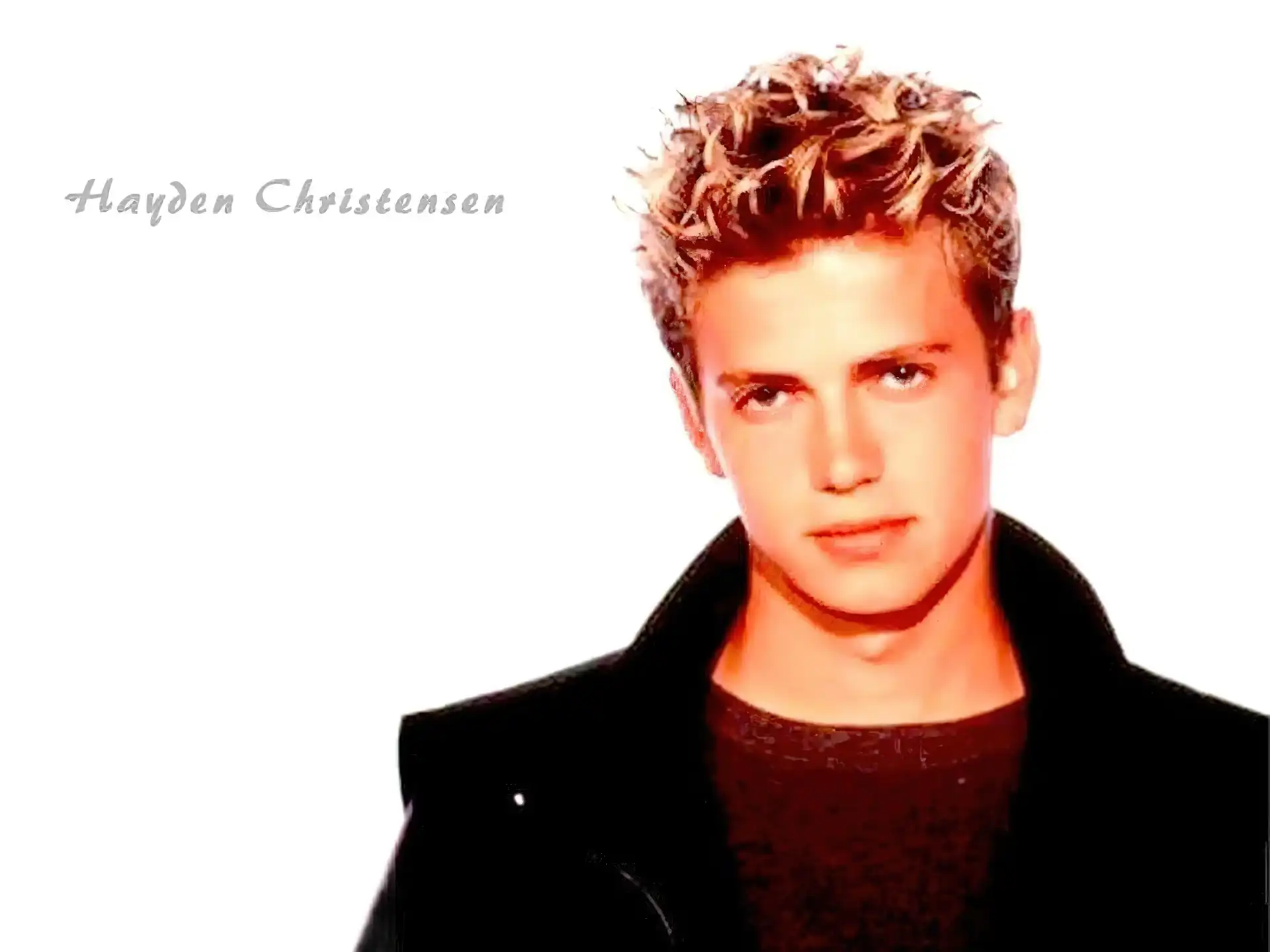 Hayden Christensen, jasne włosy, czarna kurtka