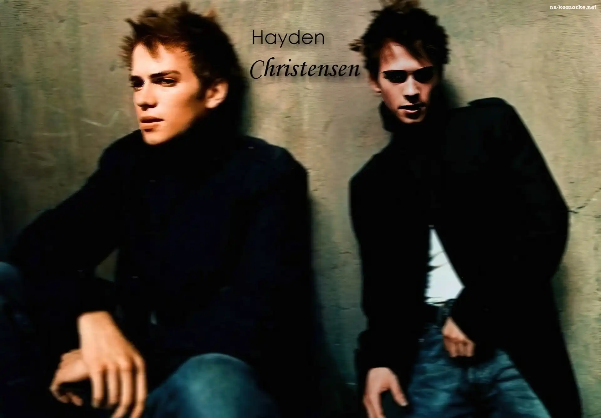 Hayden Christensen, czarny strój, jeansy