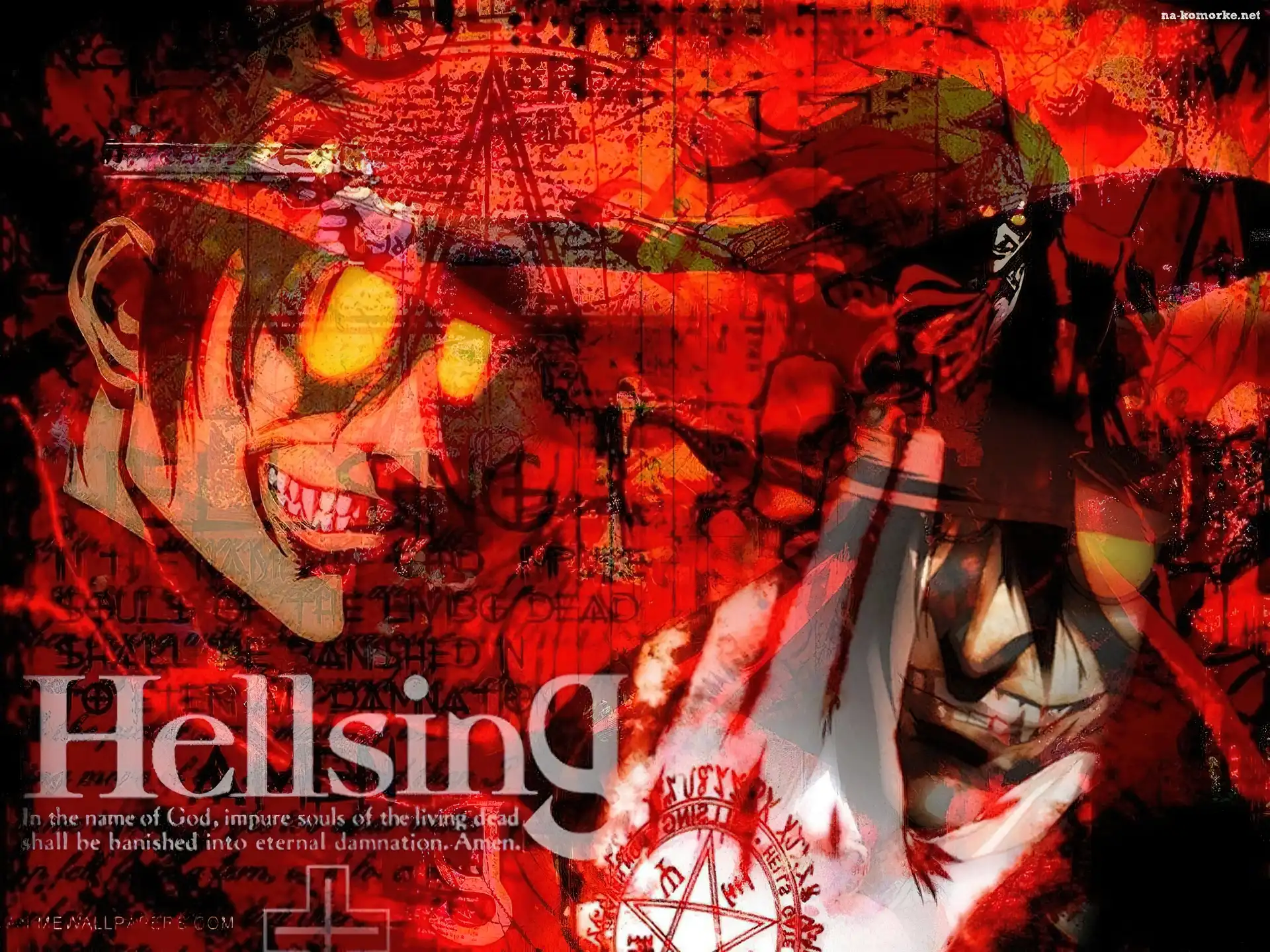 Hellsing, człowiek, twarz, oczy