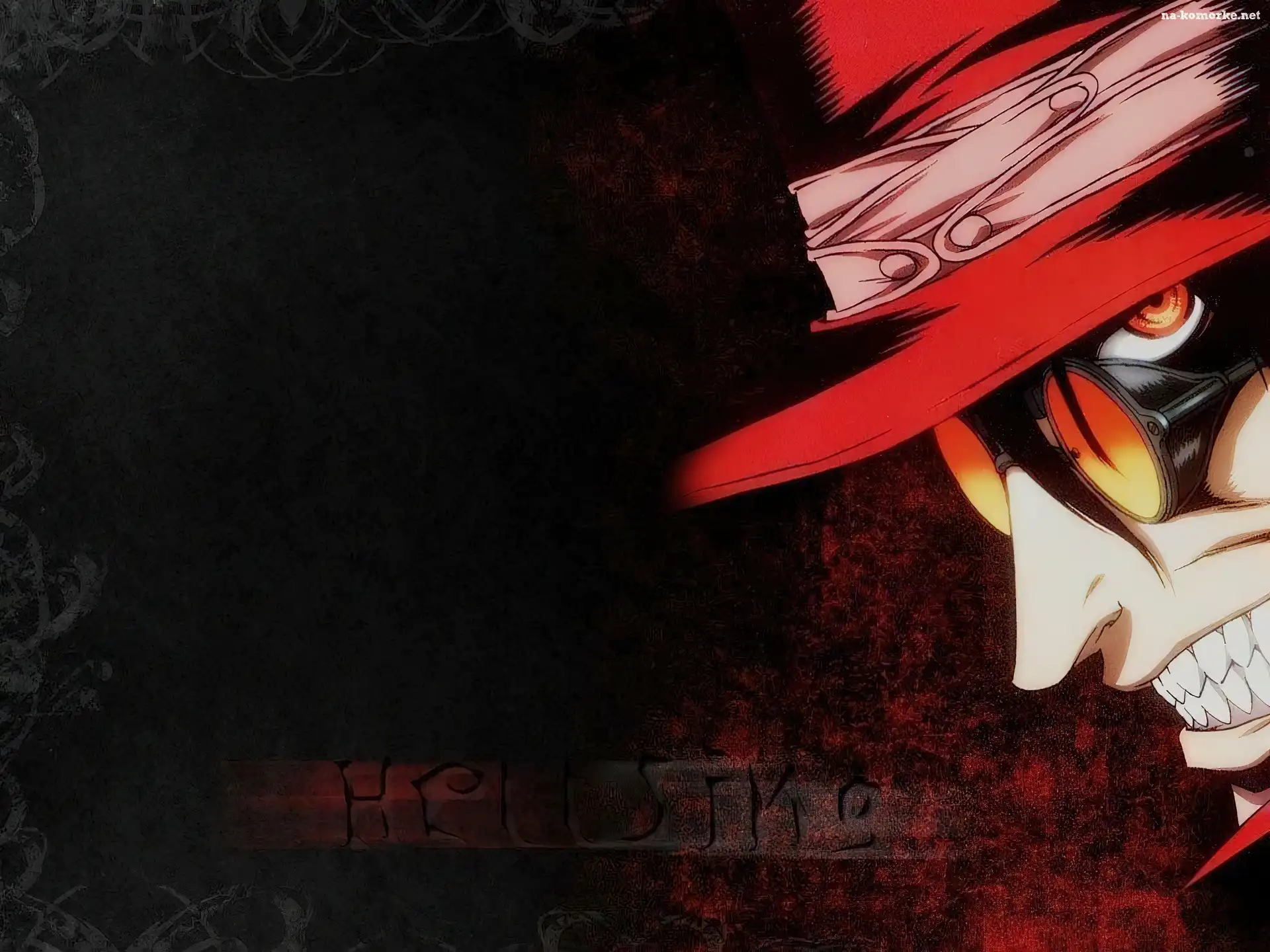 kapelusz, okulary, Hellsing, twarz