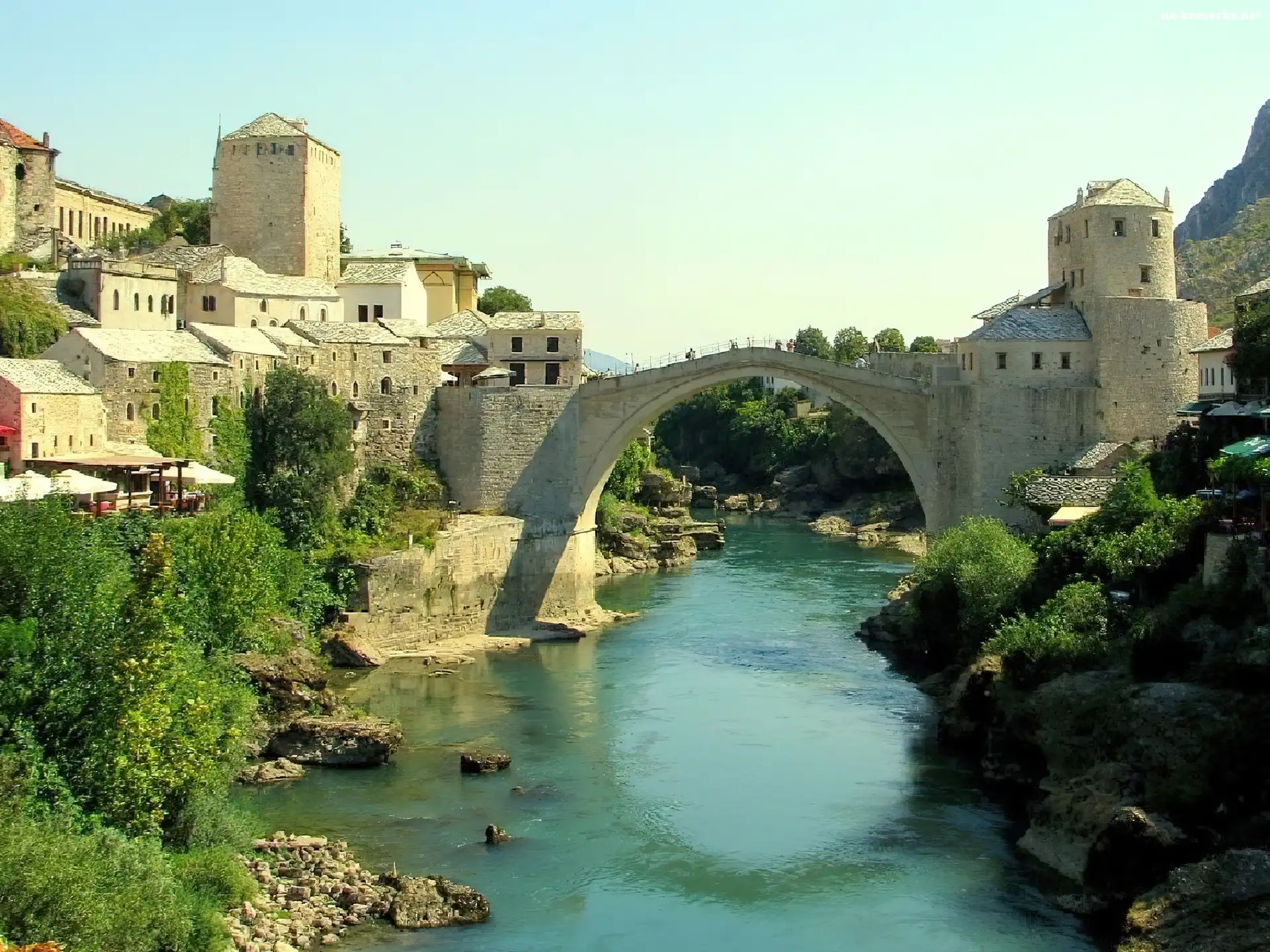 Hercegowina, Rzeka, Domy, Most, Mostar