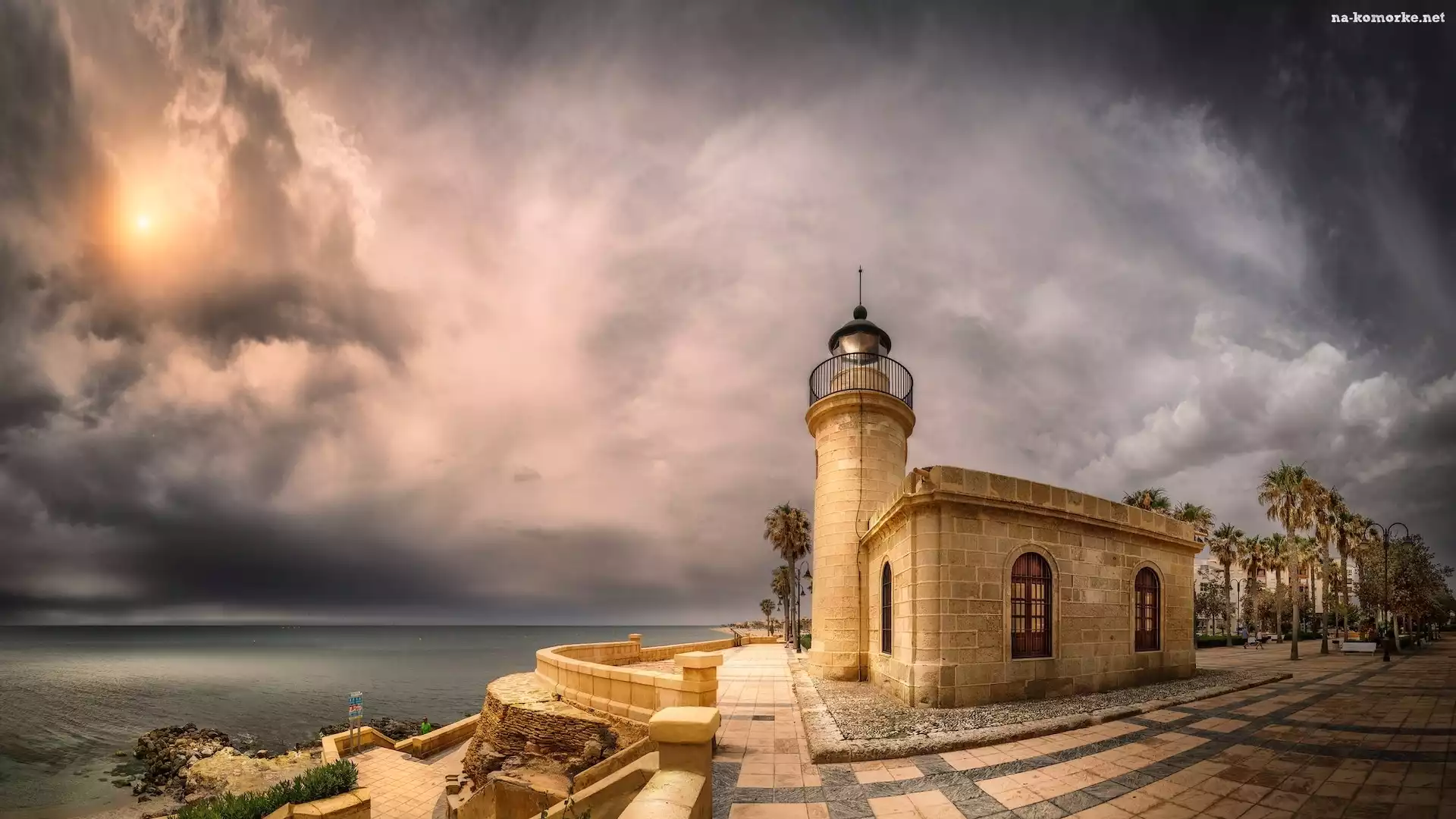 Hiszpania, Roquetas de Mar, Morze, Almeria, Palmy, Faro de Roquetas de Mar, Prowincja, Zabytek, Muzeum, Latarnia morska