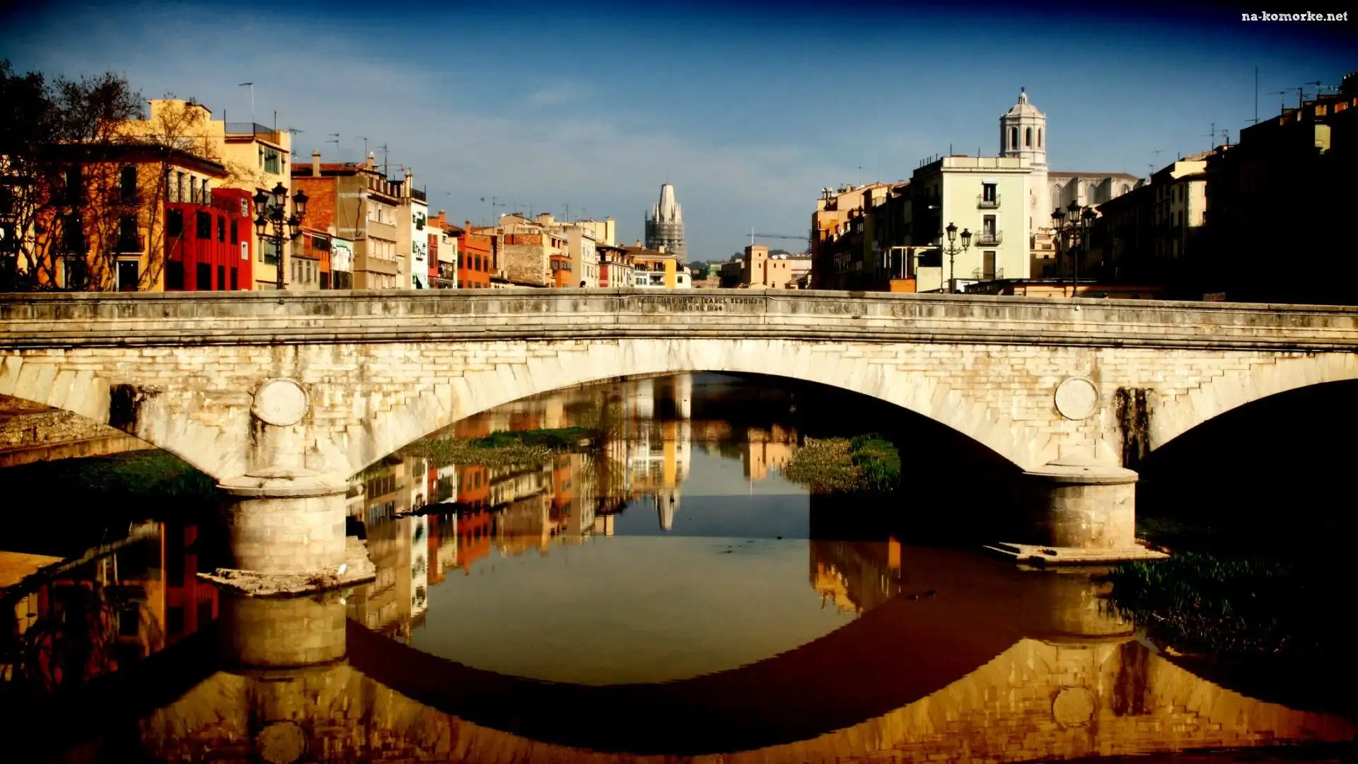 Hiszpania, Most, Domy, Rzeka, Girona