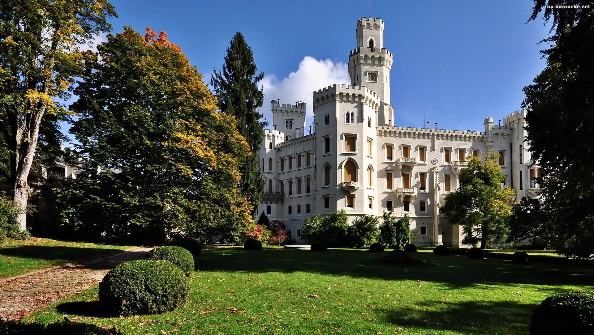 Hluboka, Zamek, Park, Przebijające, Światło