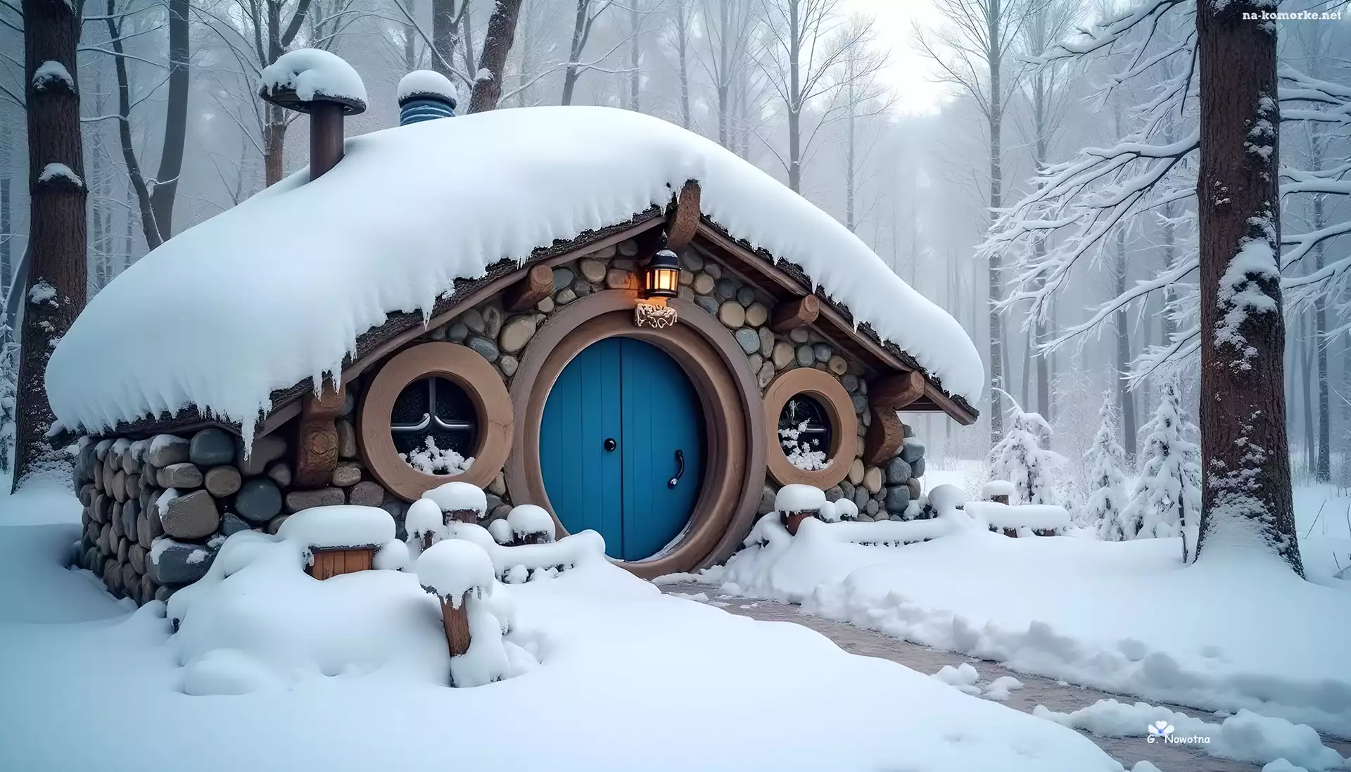 Zima, Grafika, Domek, Hobbita