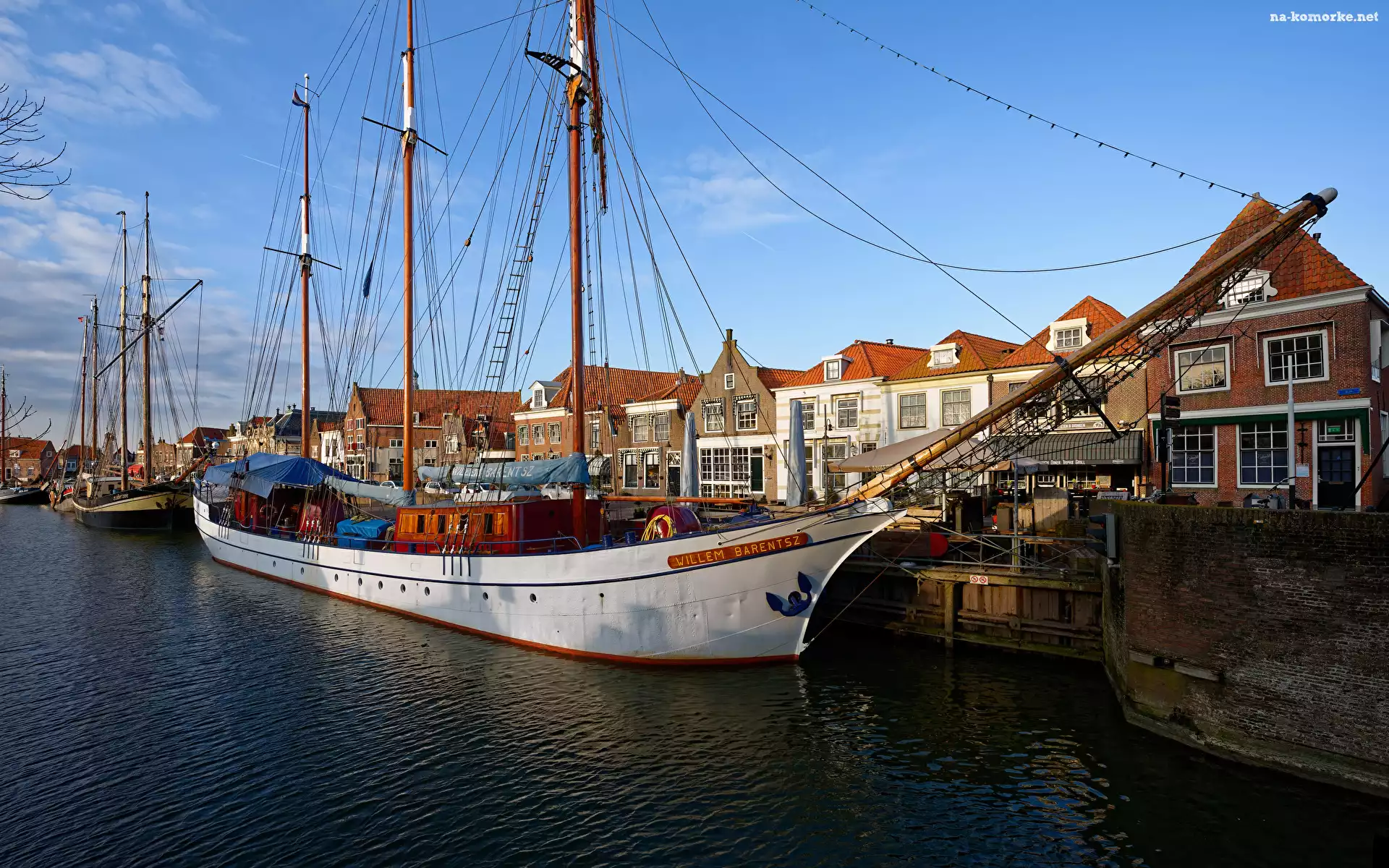 Holandia, Port, Żaglówki, Domy, Miasto Enkhuizen