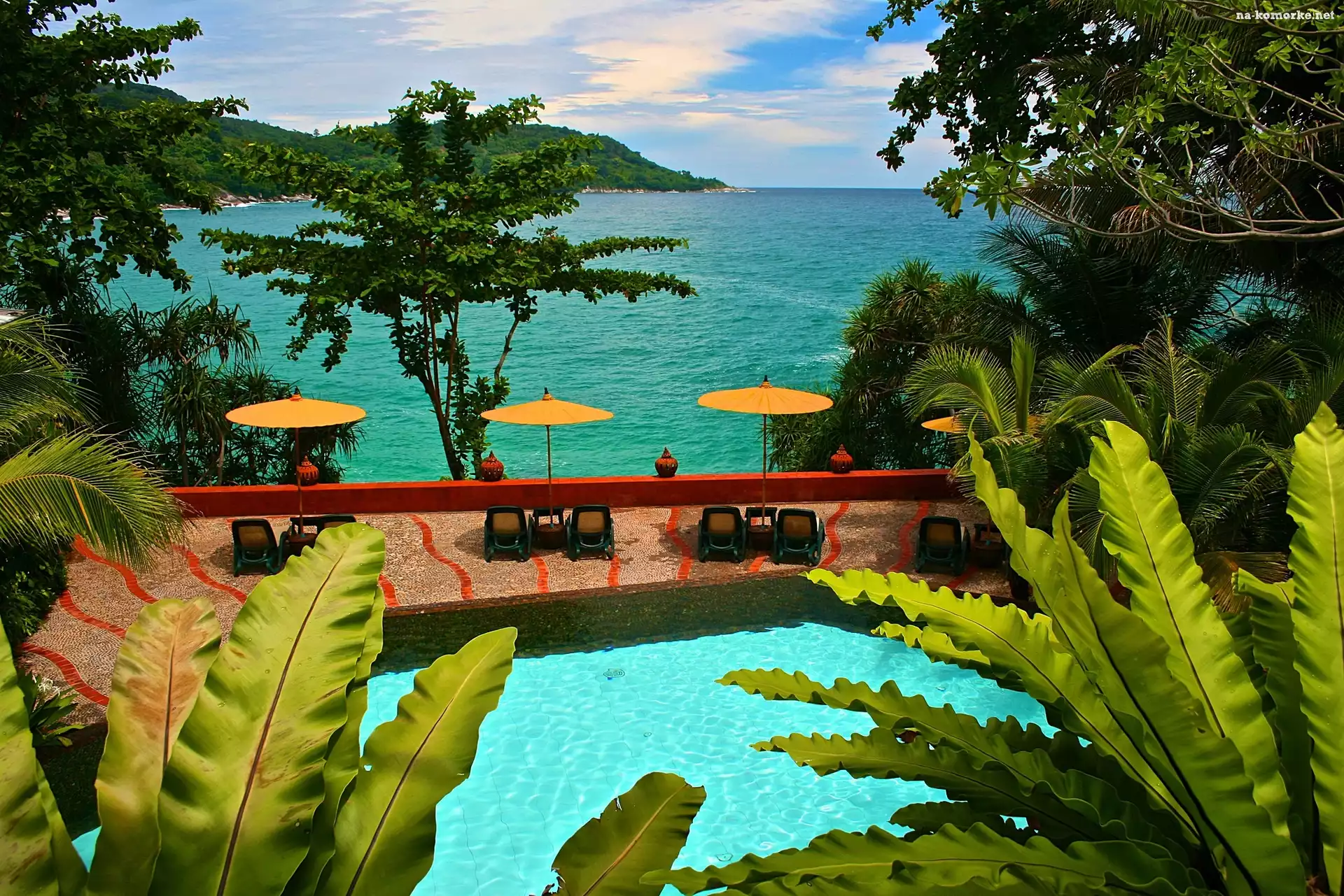 Hotel, Wyspa, Basen, Ocean