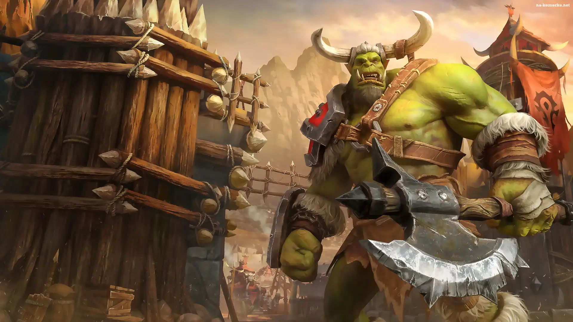Rogi, Ork, Wieże, Axes, Postać, Warcraft III Reforged, Gra, Topór, Sztandar