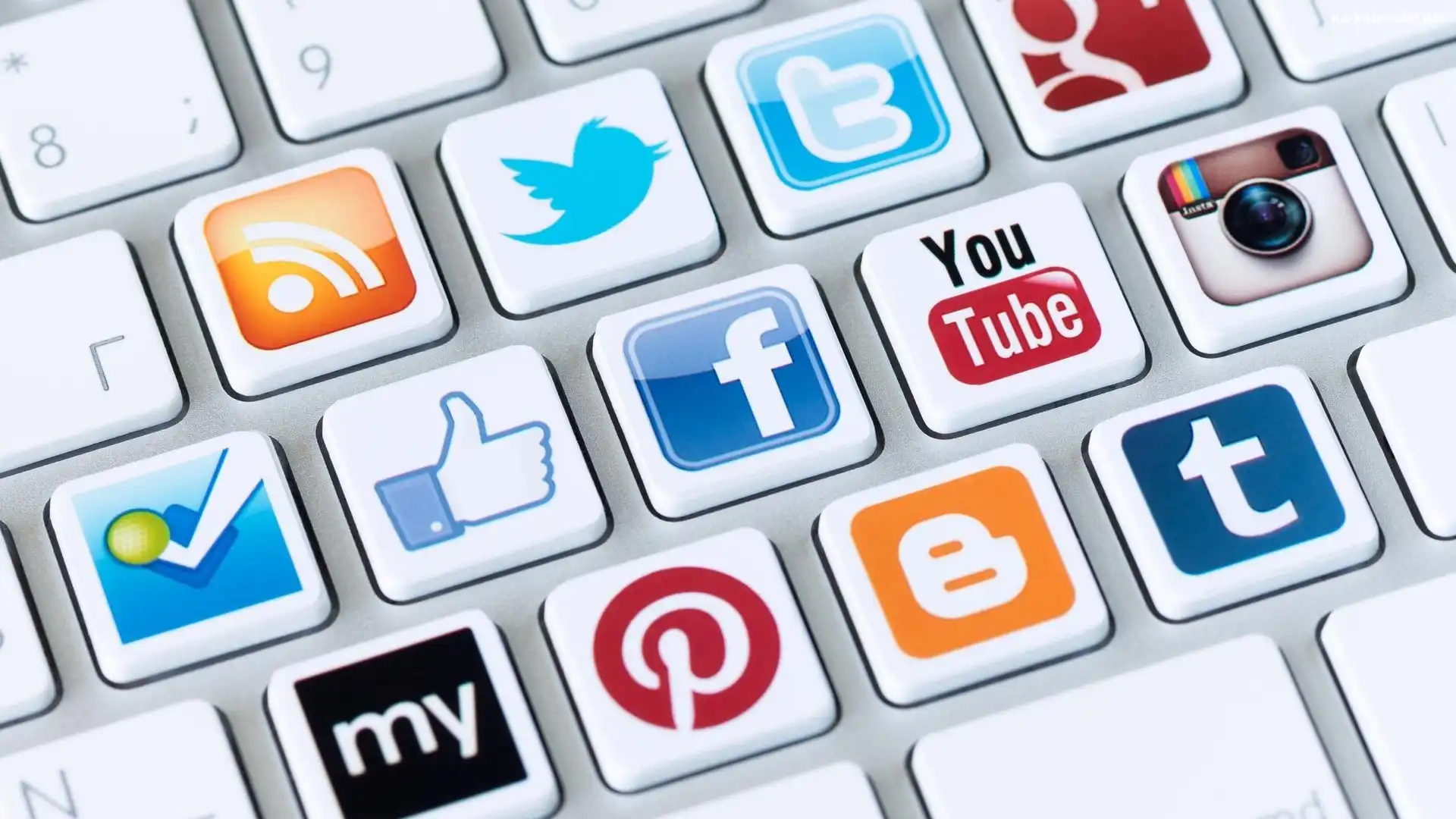 Klawiatura, Instagram, Google, Blogger, Twitter, Like, Facebook, YouTube