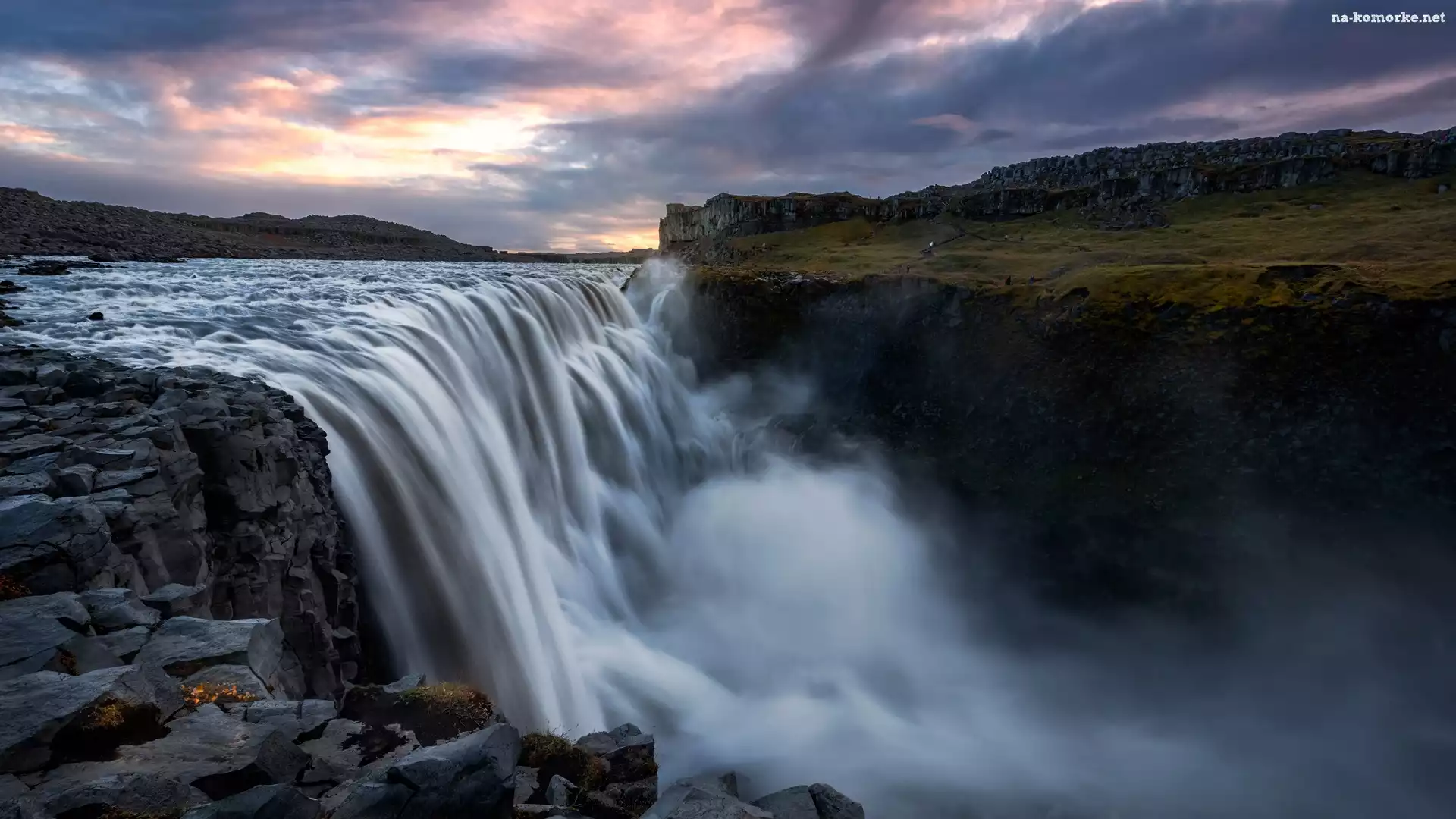 Islandia, Chmury, Wodospad Dettifoss, Skały