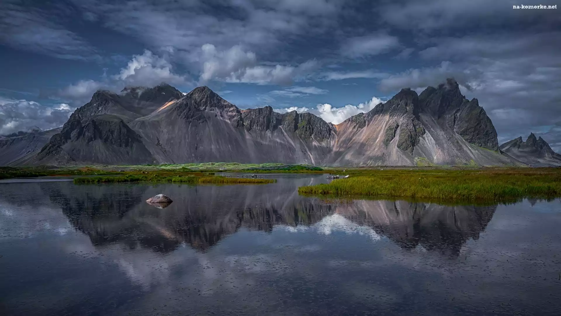 Stokksnes, Góra, Chmury, Islandia, Morze, Vestrahorn