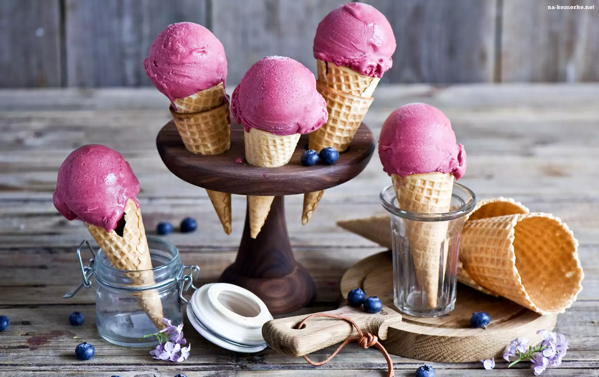 Jagody, Owocowe, Lody, Rożki, Deska