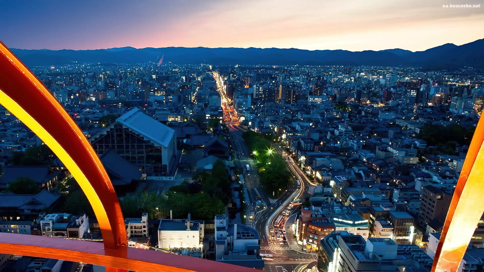 Japonia, Noc, Kyoto, Miasto