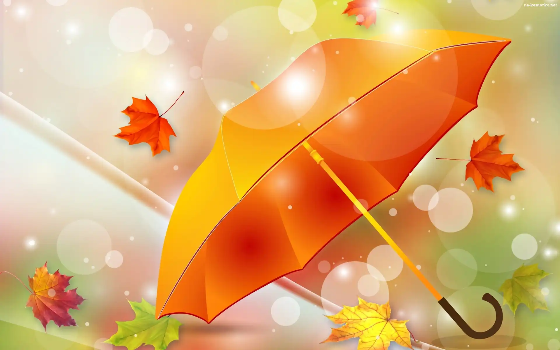 Jesień, Grafika 2D, Parasol, Liście