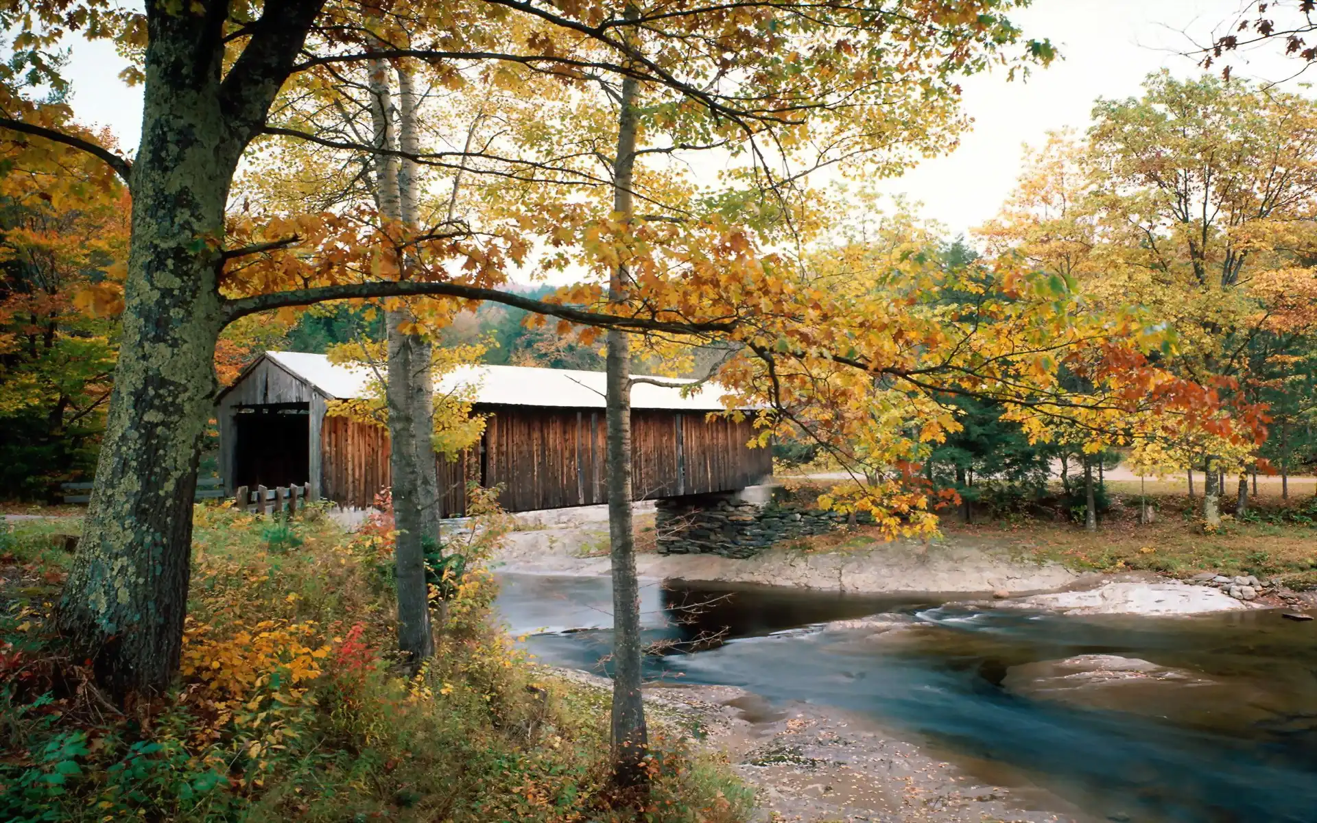 Jesień, Wodny, Młyn, Anglia, Rzeka, Vermont