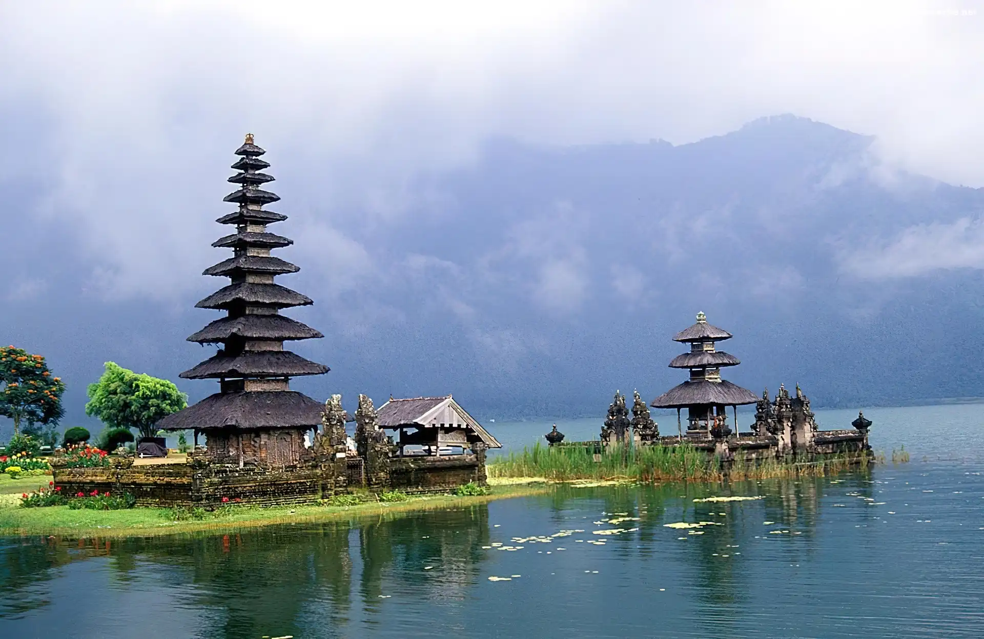 Świątynia, Indonezja, Jezioro, Bali