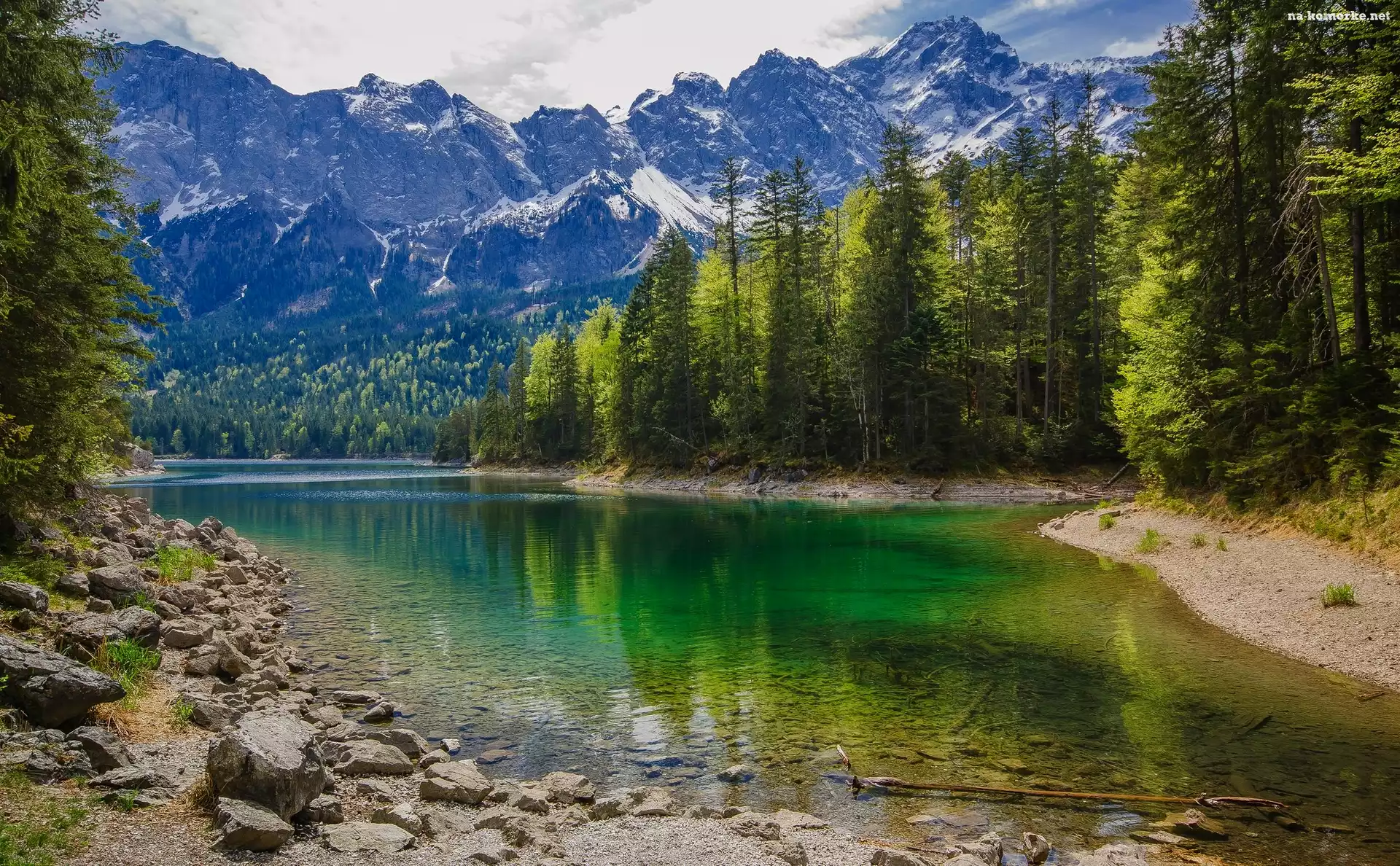 Jezioro, Góry, Kamienie, Lasy