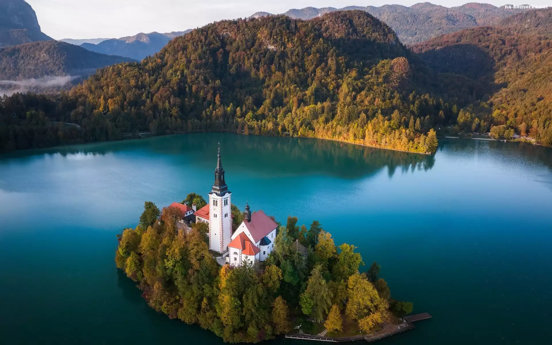 Bled, Góry, Kościół, Słowenia, Lasy, Drzewa, Wyspa, Jezioro