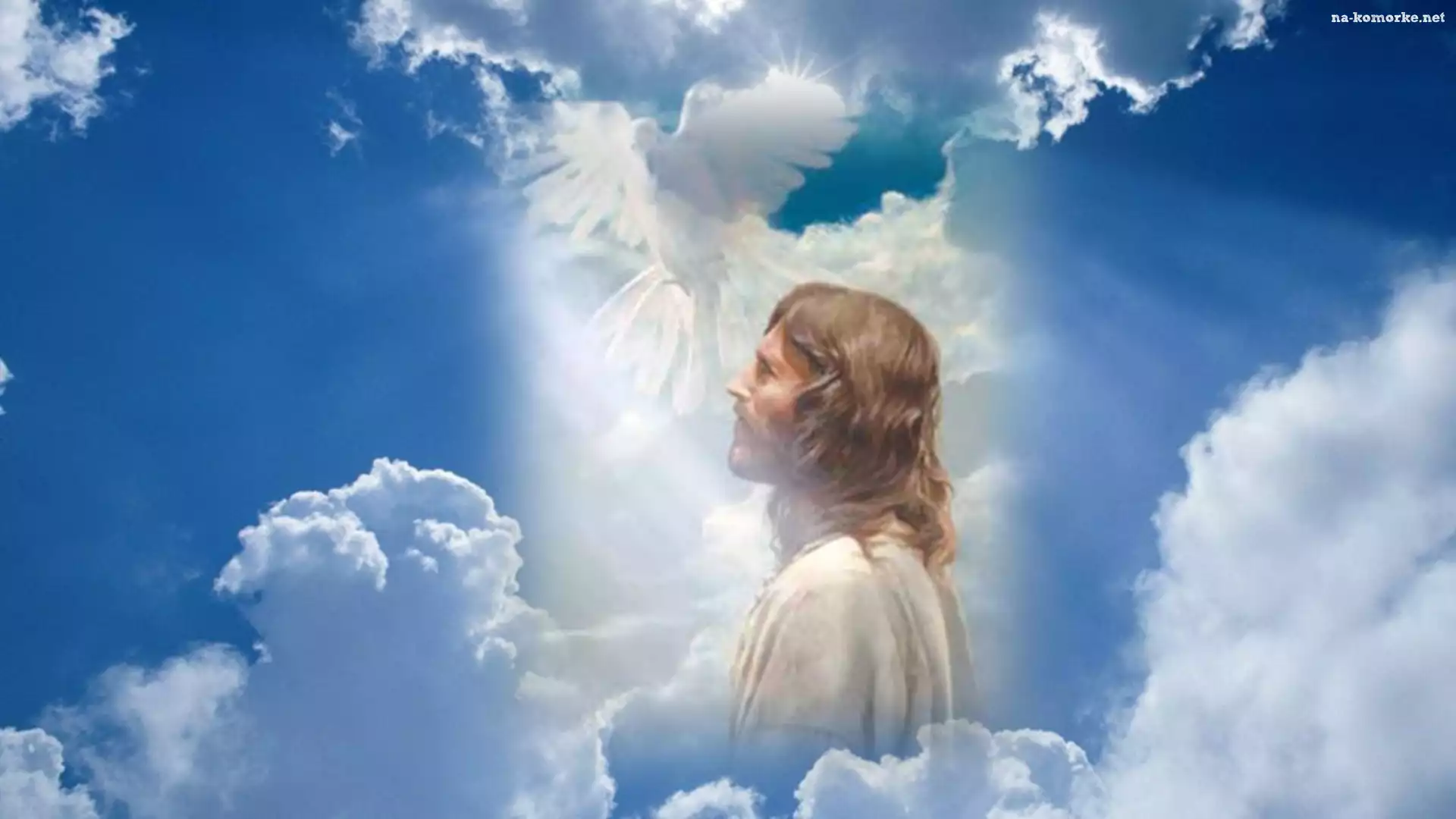 Jezus, Gołąb, Światło, Chmury