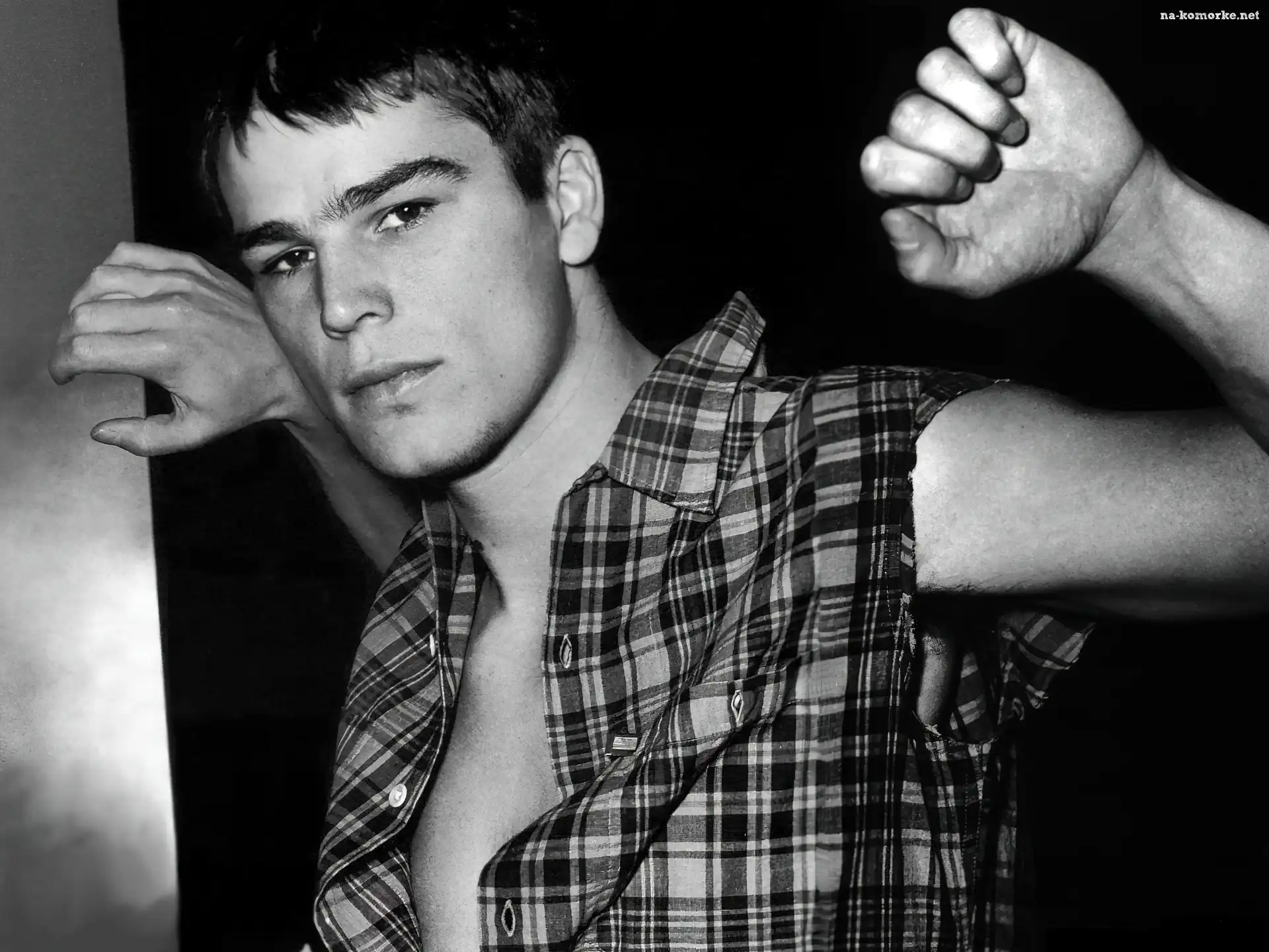 Josh Hartnett, koszula, w kratÄ™