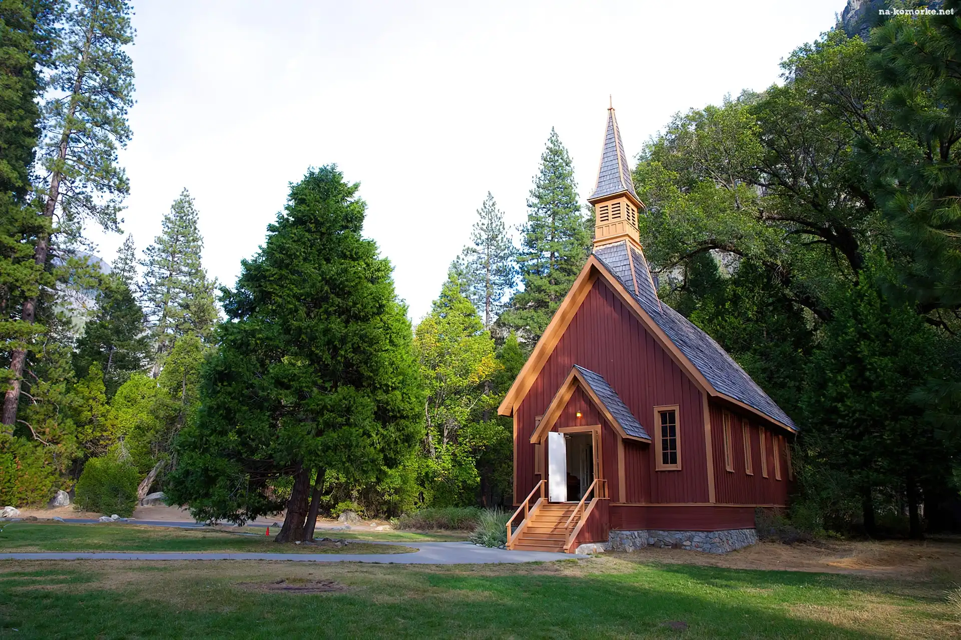 Kalifornia, Drewniany, Kościółek, Drzewa, Yosemite