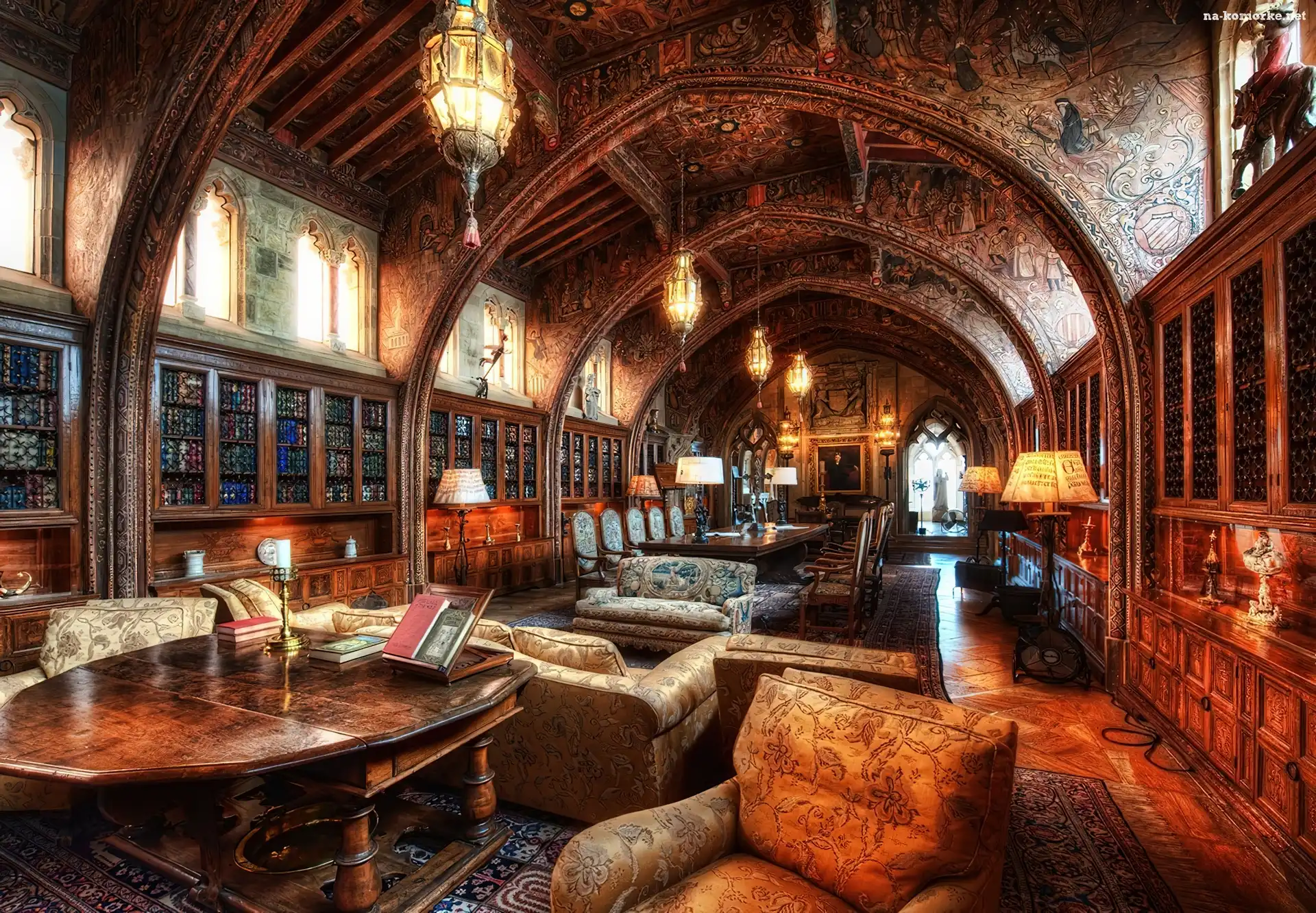Kalifornia, Wnętrze, Mała, Biblioteka, Hearst Castel