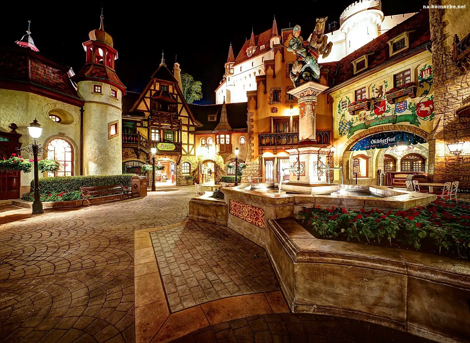 Kalifornia, Miasto, Domy, Noc, Disneyland