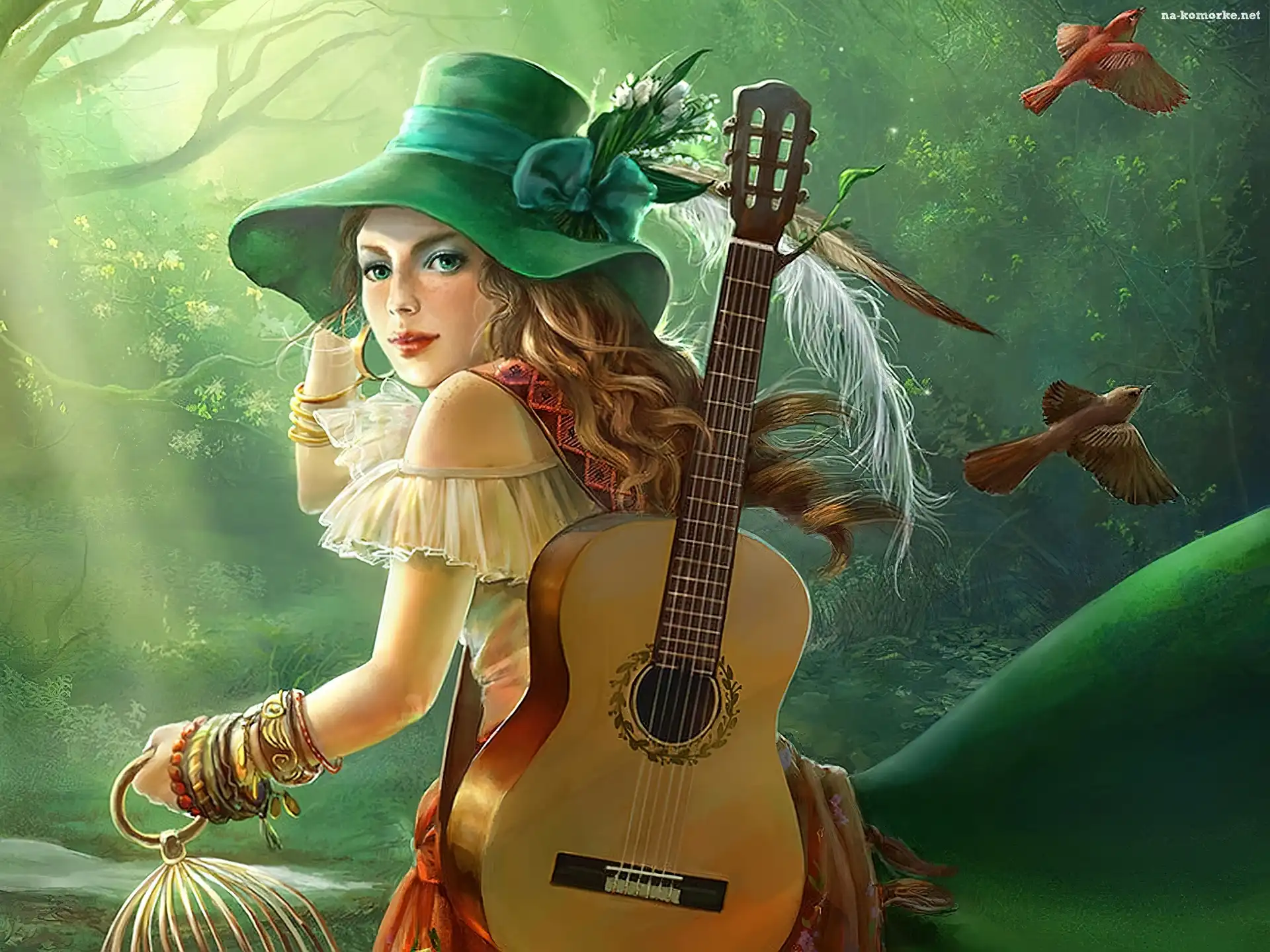Dziewczyna, Kapelusz, Gitara