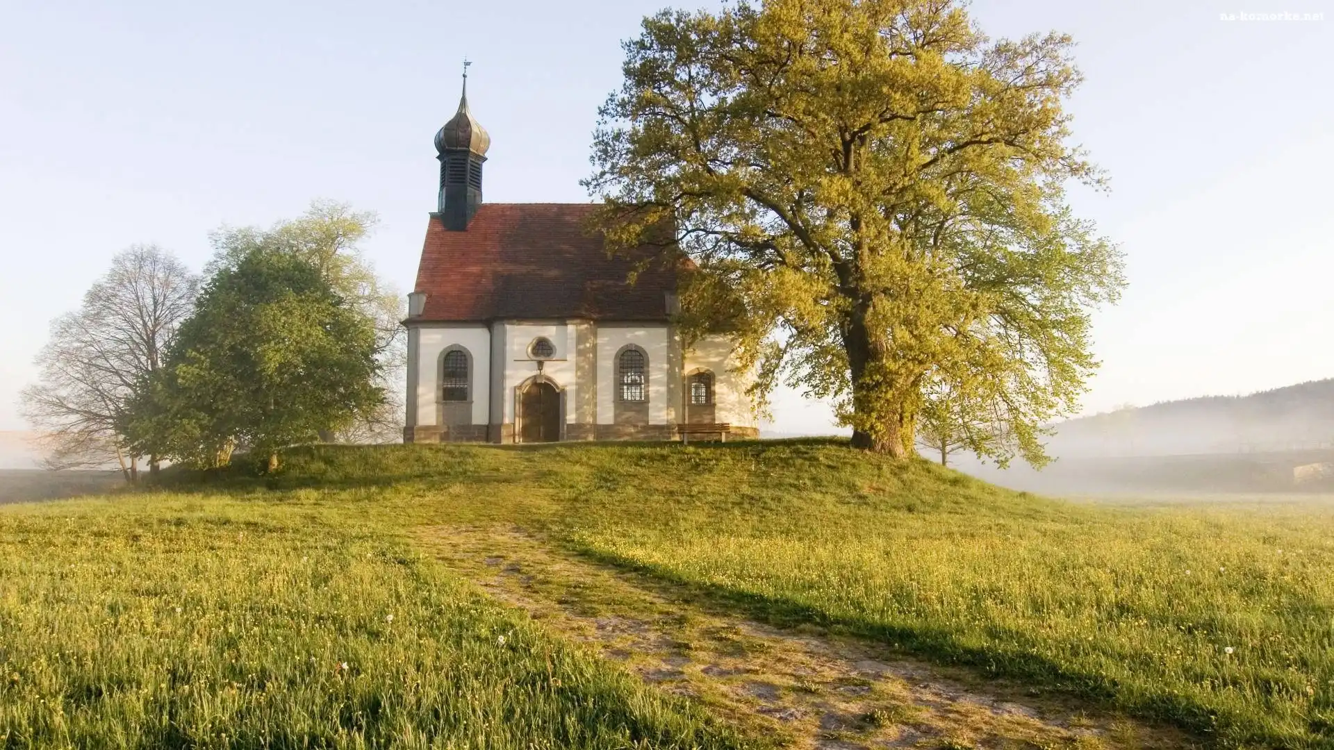Kapliczka, Niemcy, Drzewa, Łąka