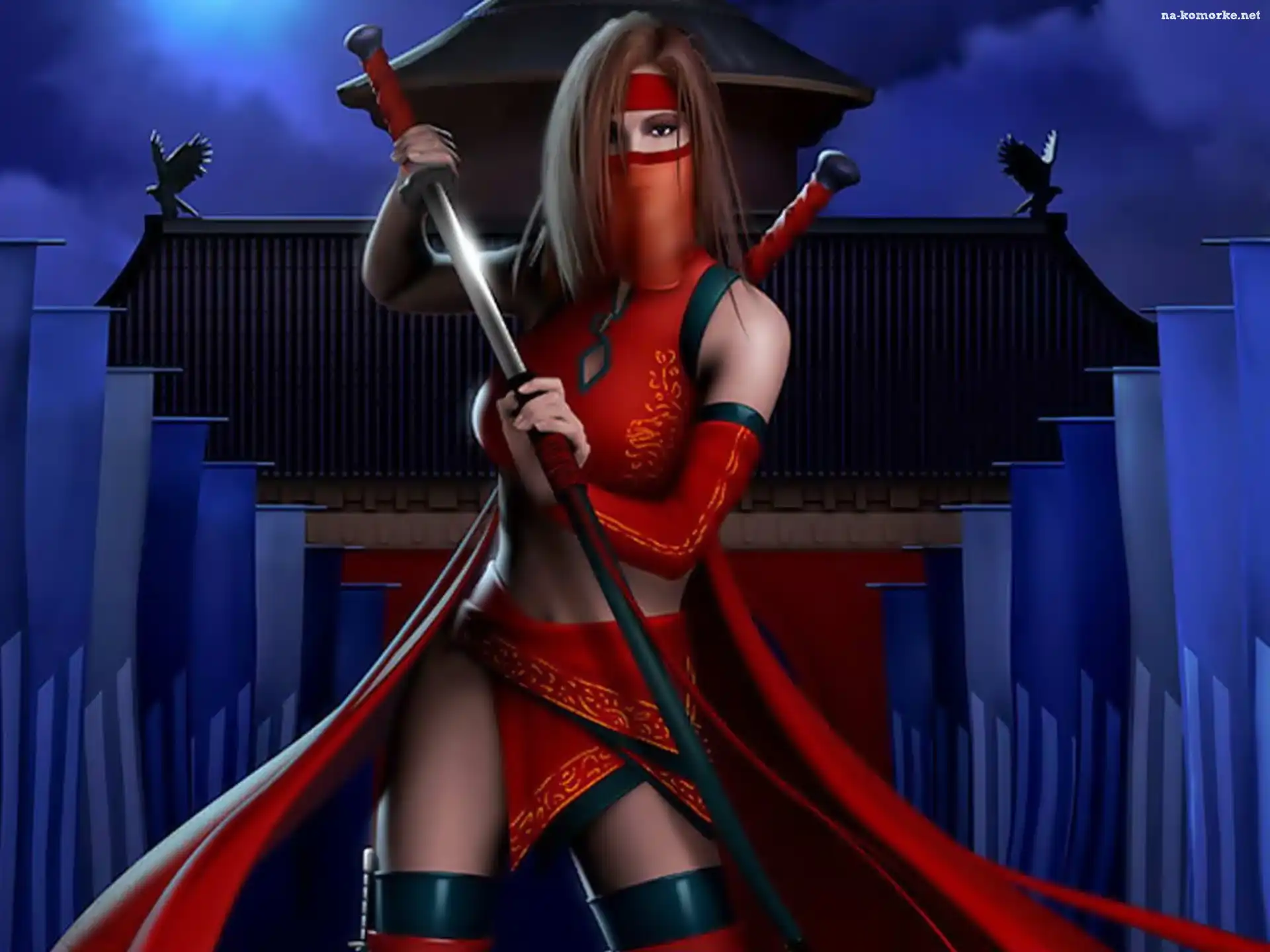 Kobieta, Katana, Peleryna