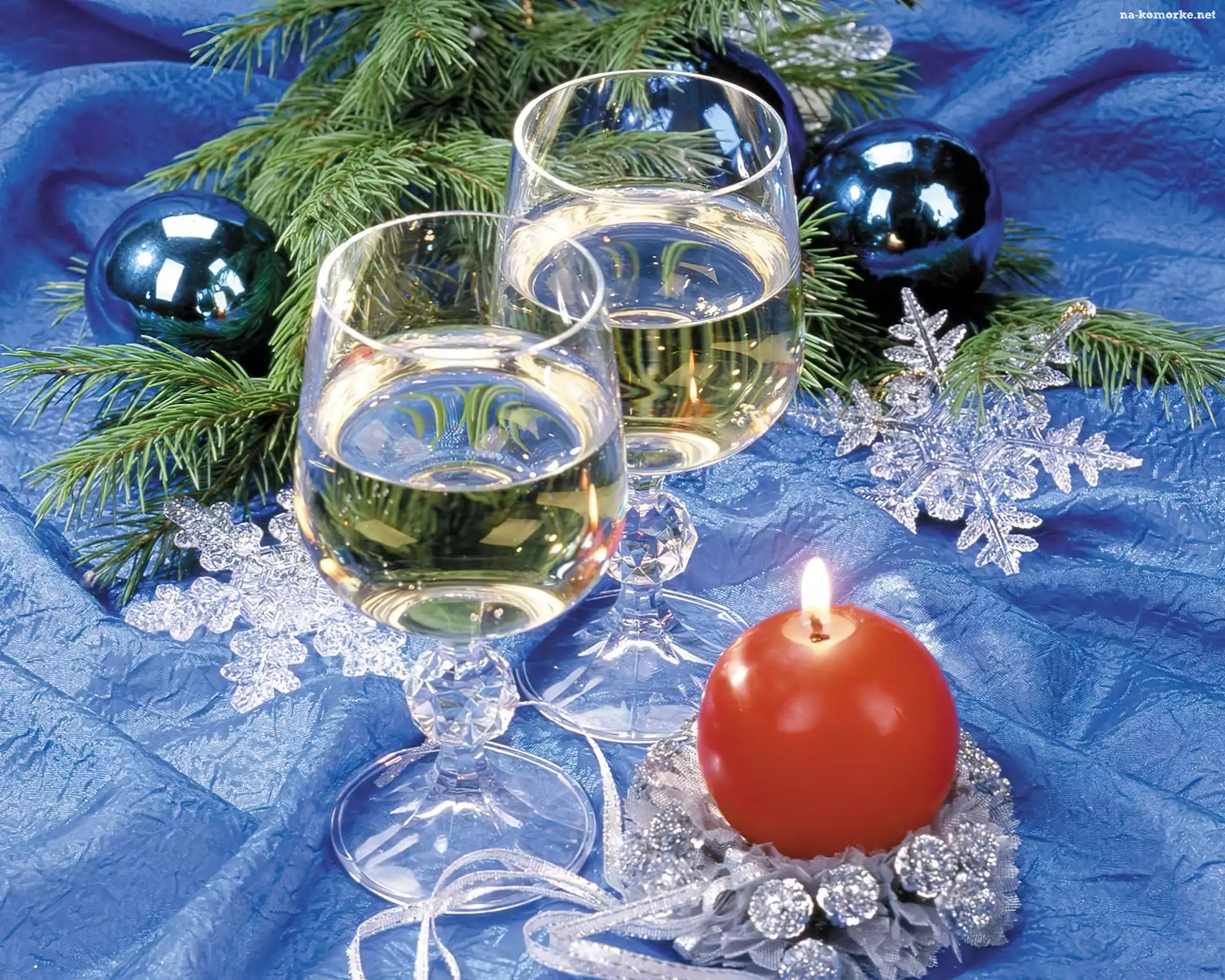 Kompozycja, Kieliszki, Wino, Åšwieczki, Bombki