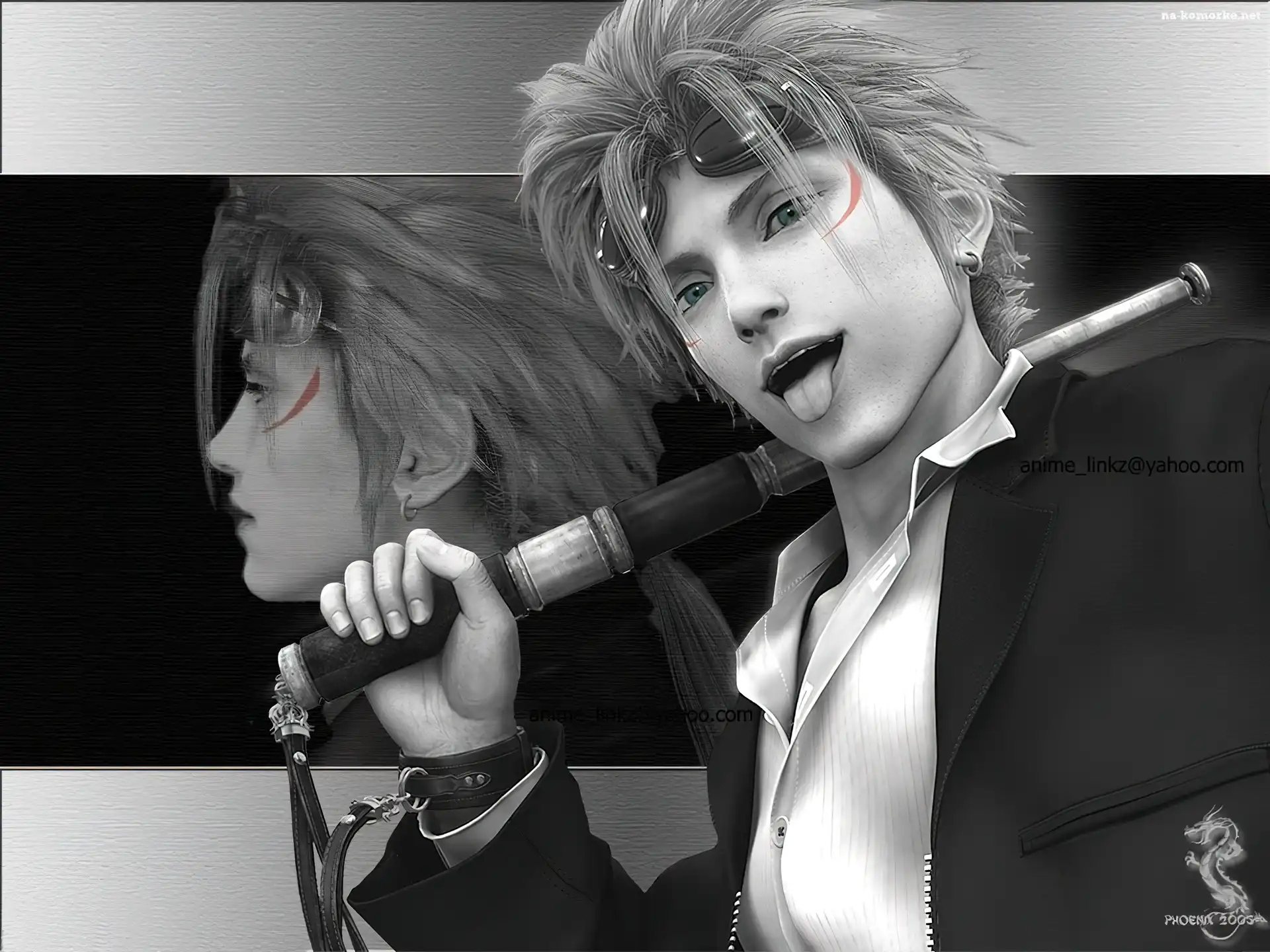 twarze, kij, pałka, Ff 7 Advent Children, osoba