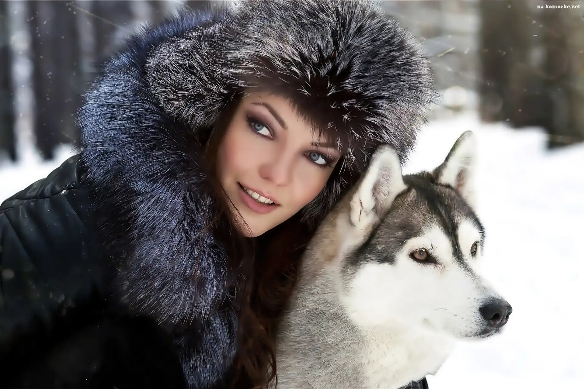 Kobieta, Siberian Husky, Czapka, Pies